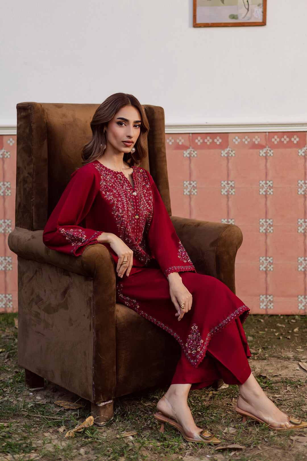  Hyde 2Pc - Embroidered Khaddar Dress BATIK WINTER PRET 2025  BATIK   XS / Beetroot / Khaddar-S / Beetroot / Khaddar-M / Beetroot / Khaddar-L / Beetroot / Khaddar-XL / Beetroot / Khaddar