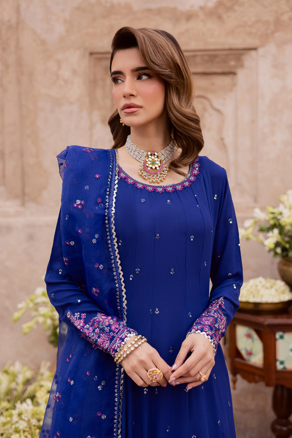  Ilara 3Pc - Festive Luxe Pret BATIKSTUDIO2025  BATIK   S / Ink Blue / Georgette-M / Ink Blue / Georgette-L / Ink Blue / Georgette