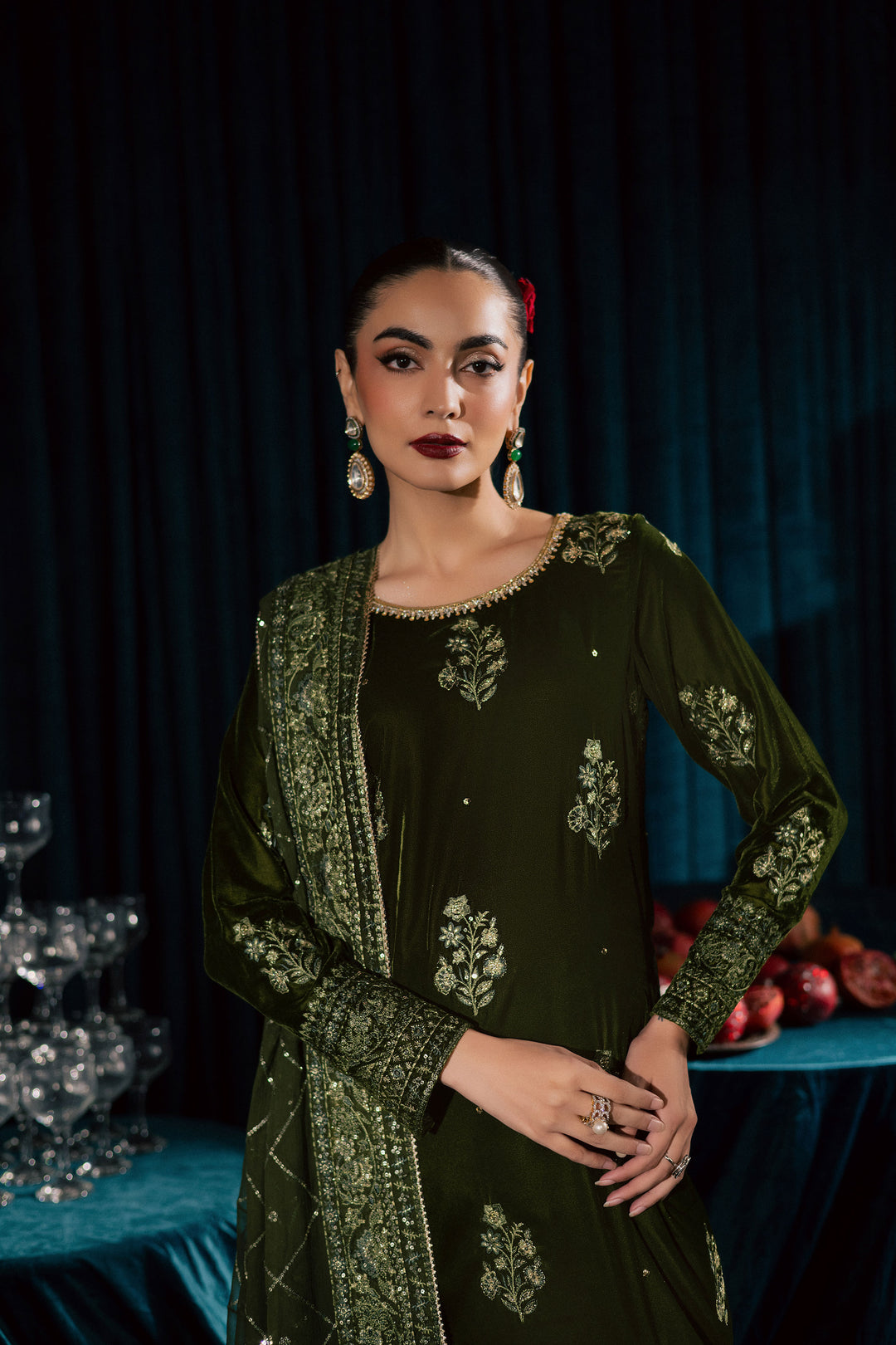  Inara 3Pc - Velvet Formal Dress BATIKstudio  BATIK   S / Mehendi Green / Velvet-M / Mehendi Green / Velvet-L / Mehendi Green / Velvet
