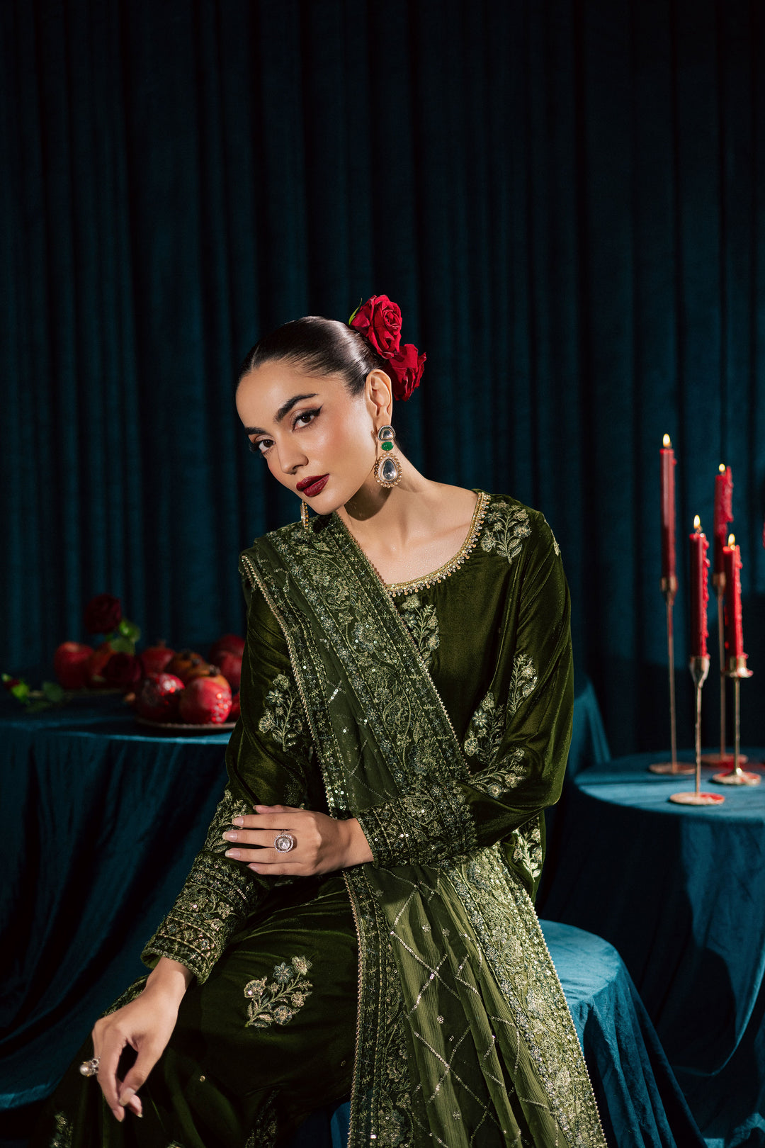  Inara 3Pc - Velvet Formal Dress BATIKstudio  BATIK   S / Mehendi Green / Velvet-M / Mehendi Green / Velvet-L / Mehendi Green / Velvet