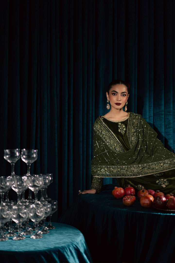  Inara 3Pc - Velvet Formal Dress BATIKstudio  BATIK   S / Mehendi Green / Velvet-M / Mehendi Green / Velvet-L / Mehendi Green / Velvet
