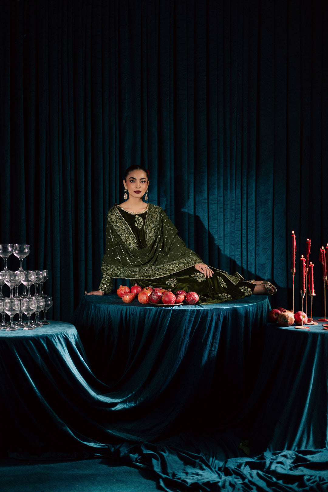  Inara 3Pc - Velvet Formal Dress BATIKstudio  BATIK   S / Mehendi Green / Velvet-M / Mehendi Green / Velvet-L / Mehendi Green / Velvet