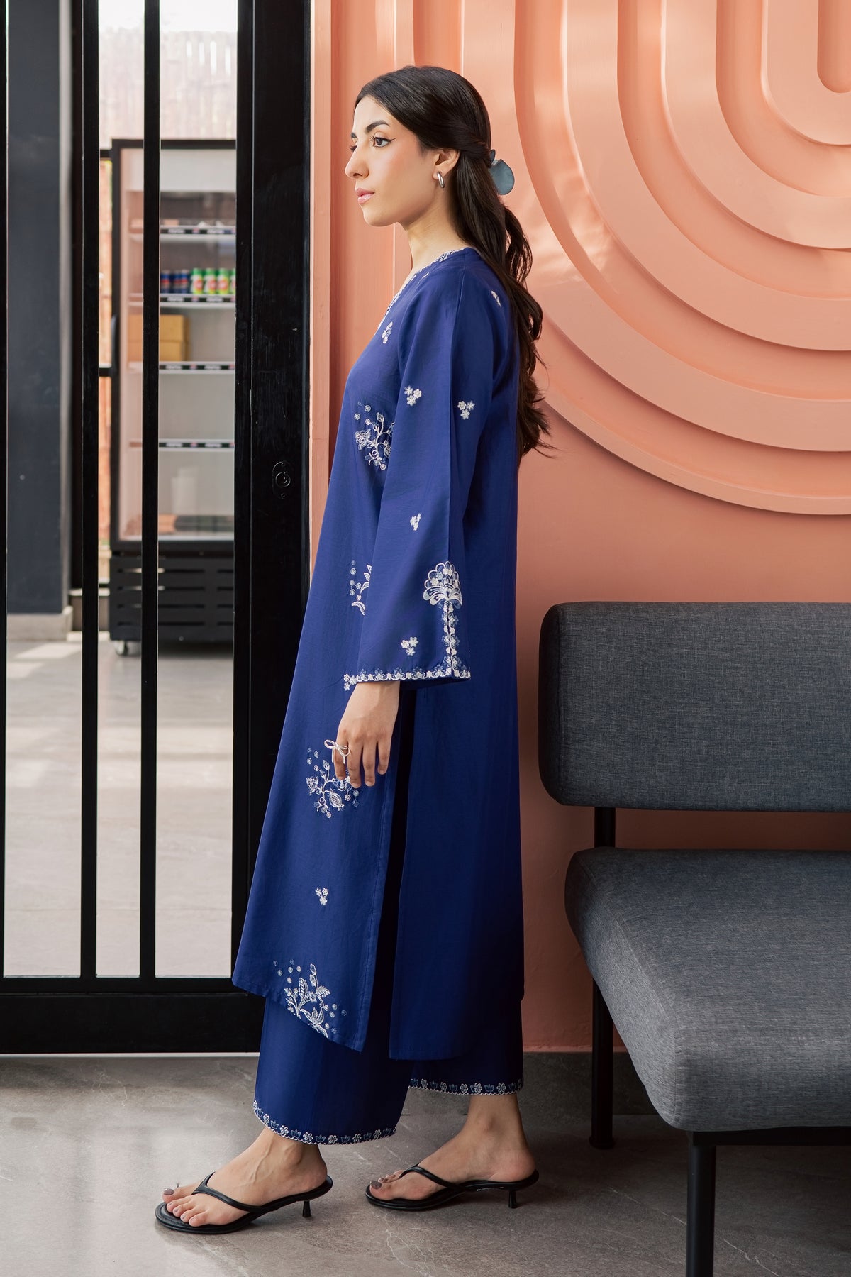 Inkwell 2Pc - Embroidered Lawn Dress EverydayEdit26  BATIK   XS / Deep Blue / Pima Lawn
