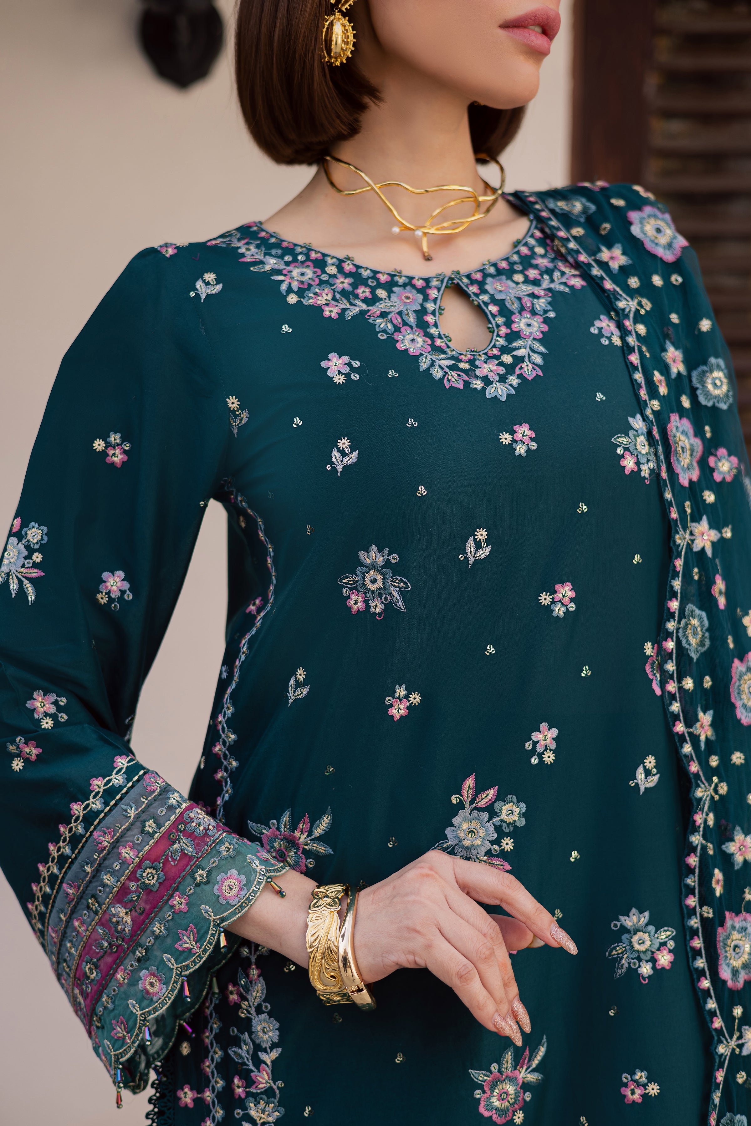  Ivy Bloom 3Pc - Festive Embroidered Lawn BATIKEID2026  BATIK   XS / Ocean Green / Pima Lawn-S / Ocean Green / Pima Lawn-M / Ocean Green / Pima Lawn-L / Ocean Green / Pima Lawn-XL / Ocean Green / Pima Lawn