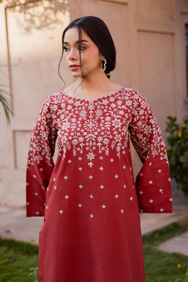 Jonem 2Pc - Embroidered Khaddar Dress