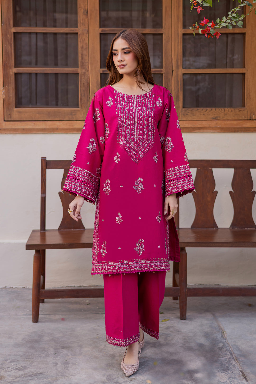  Jahan ara 2Pc - Embroidered Khaddar Dress BATIK WINTER PRET 2025  BATIK   XS / Sangria / Khaddar-S / Sangria / Khaddar-M / Sangria / Khaddar-L / Sangria / Khaddar-XL / Sangria / Khaddar