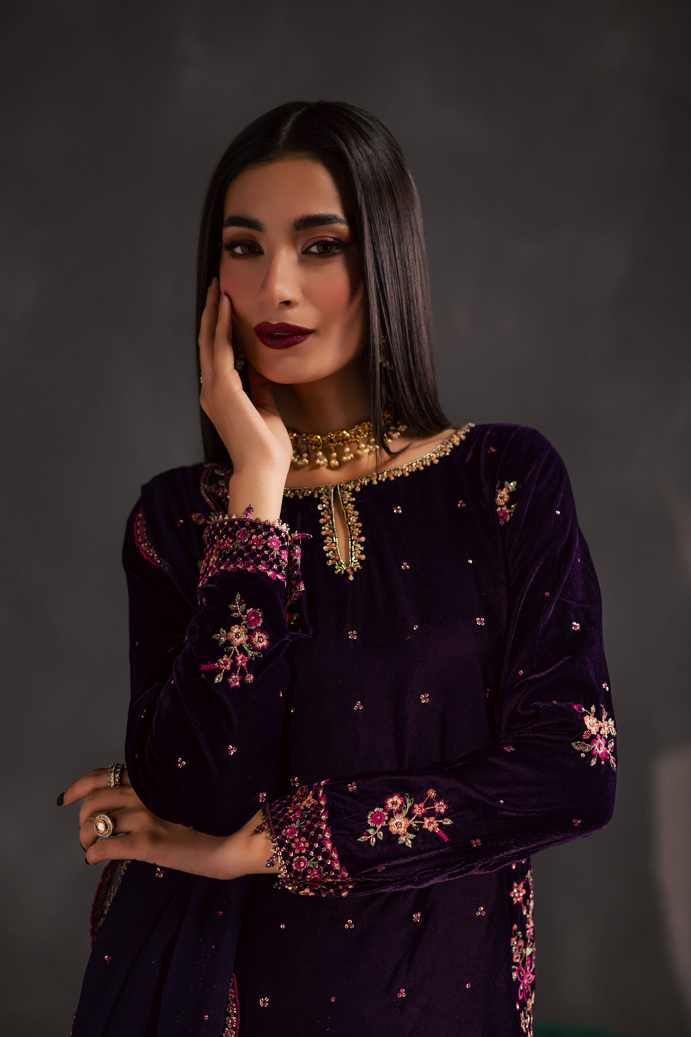  Jahanara 3Pc - Velvet Luxe Pret BATIKLuxePRET2025  BATIK   XS / Purple / Velvet-S / Purple / Velvet-M / Purple / Velvet-L / Purple / Velvet-XL / Purple / Velvet