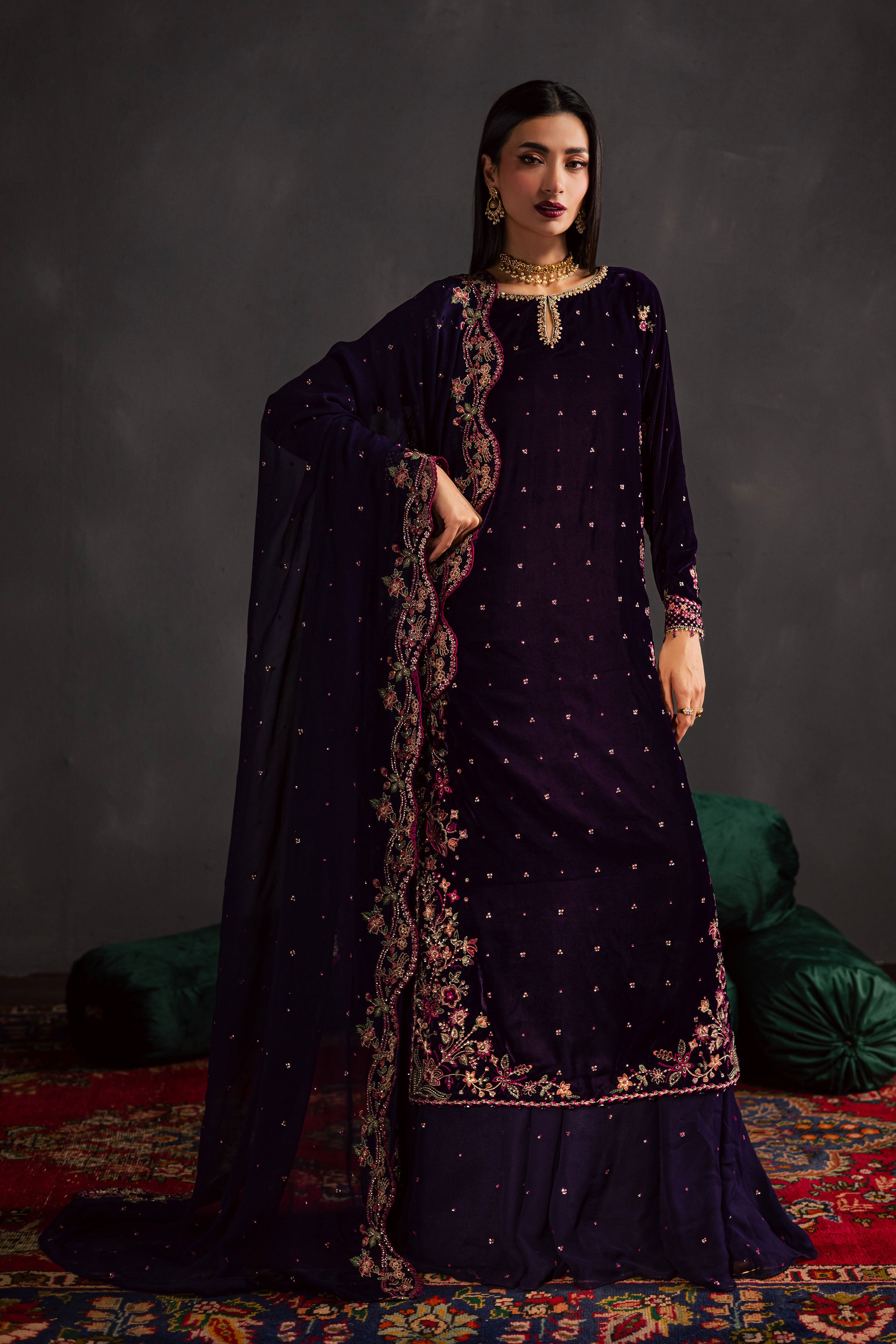  Jahanara 3Pc - Velvet Luxe Pret BATIKLuxePRET2025  BATIK   XS / Purple / Velvet-S / Purple / Velvet-M / Purple / Velvet-L / Purple / Velvet-XL / Purple / Velvet