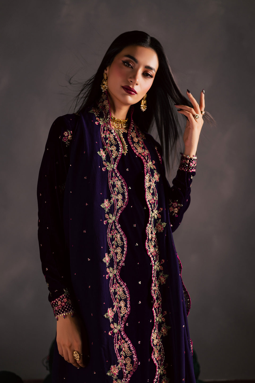  Jahanara 3Pc - Velvet Luxe Pret BATIKLuxePRET2025  BATIK   XS / Purple / Velvet-S / Purple / Velvet-M / Purple / Velvet-L / Purple / Velvet-XL / Purple / Velvet