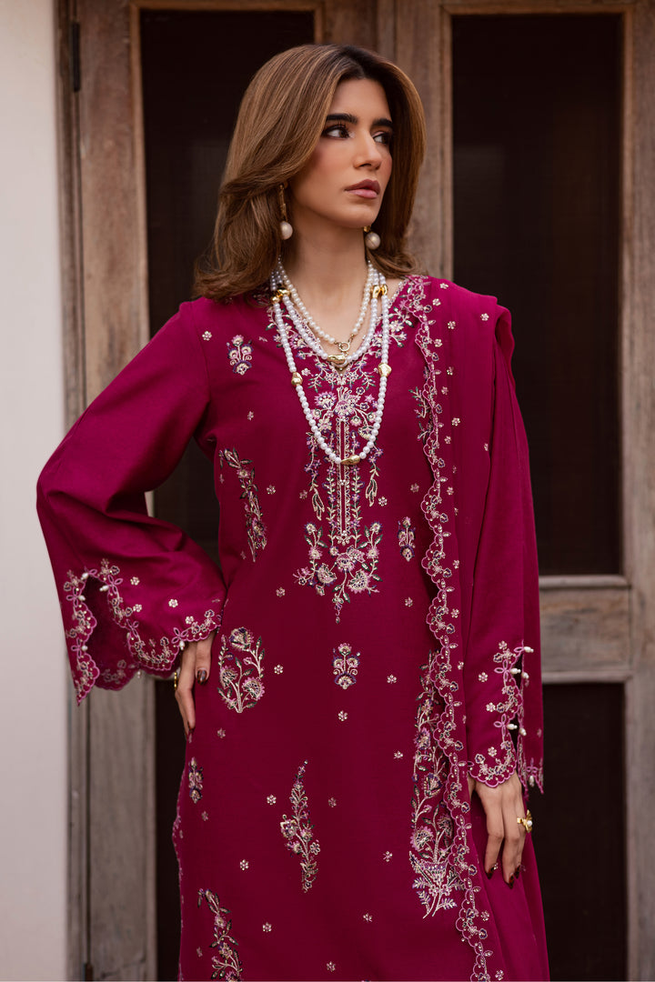  Jeem 3Pc - Embroidered Festive Pret BATIK WINTER PRET 2025  BATIK   XS / Pink / Textured Cotton-S / Pink / Textured Cotton-M / Pink / Textured Cotton-L / Pink / Textured Cotton-XL / Pink / Textured Cotton