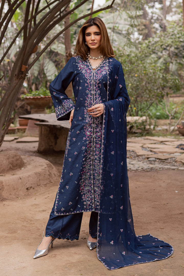  Jenisa 3Pc - Embroidered Festive Pret BATIK WINTER PRET 2025  BATIK   XS / Navy Blue / Textured Cotton-S / Navy Blue / Textured Cotton-M / Navy Blue / Textured Cotton-L / Navy Blue / Textured Cotton-XL / Navy Blue / Textured Cotton