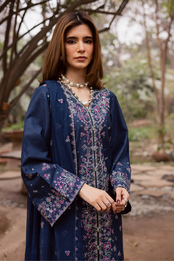  Jenisa 3Pc - Embroidered Festive Pret BATIK WINTER PRET 2025  BATIK   XS / Navy Blue / Textured Cotton-S / Navy Blue / Textured Cotton-M / Navy Blue / Textured Cotton-L / Navy Blue / Textured Cotton-XL / Navy Blue / Textured Cotton