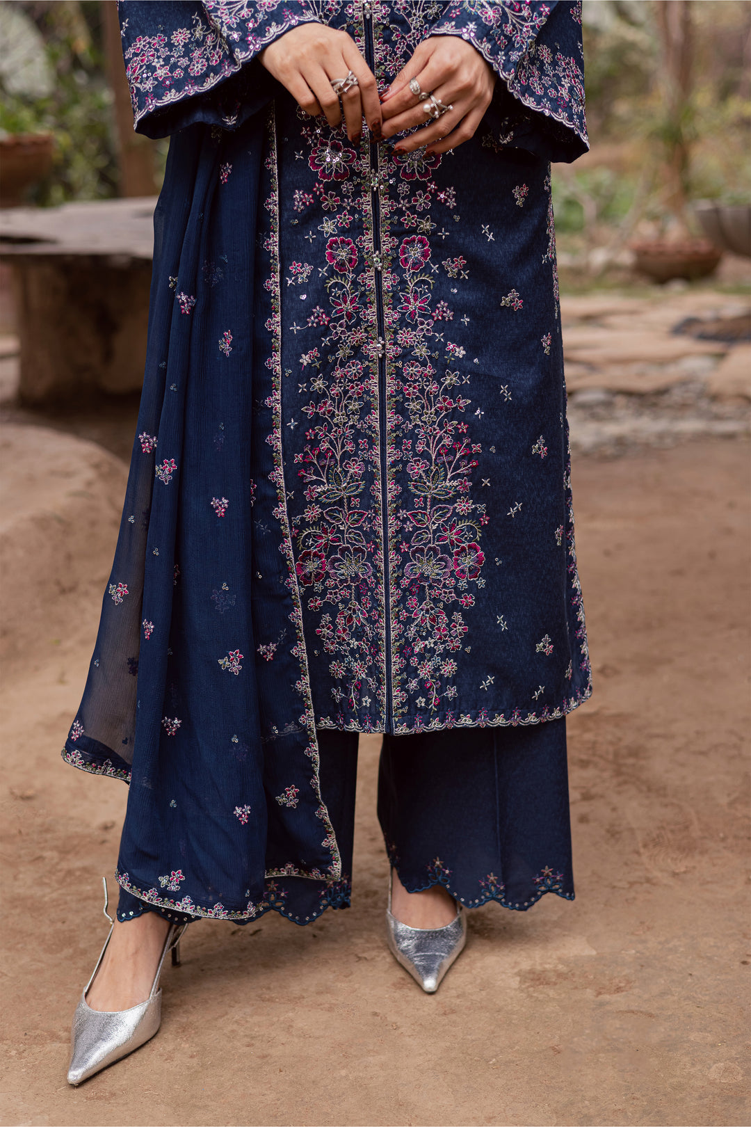  Jenisa 3Pc - Embroidered Festive Pret BATIK WINTER PRET 2025  BATIK   XS / Navy Blue / Textured Cotton-S / Navy Blue / Textured Cotton-M / Navy Blue / Textured Cotton-L / Navy Blue / Textured Cotton-XL / Navy Blue / Textured Cotton