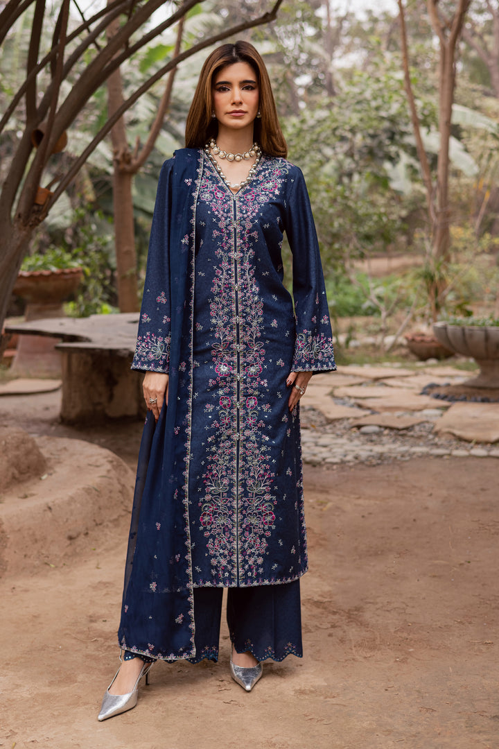  Jenisa 3Pc - Embroidered Festive Pret BATIK WINTER PRET 2025  BATIK   XS / Navy Blue / Textured Cotton-S / Navy Blue / Textured Cotton-M / Navy Blue / Textured Cotton-L / Navy Blue / Textured Cotton-XL / Navy Blue / Textured Cotton