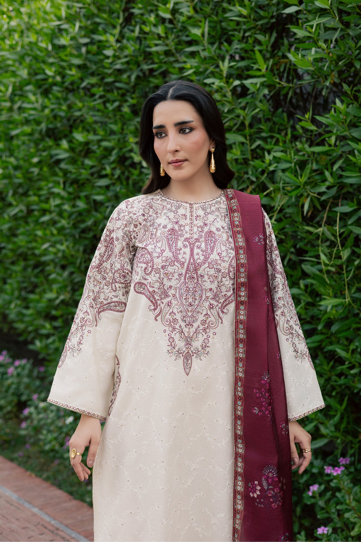 Jeremy 3Pc - Embroidered Khaddar Pret PRETKHADDAR2026  BATIK   XS / Pearl white / Khaddar
