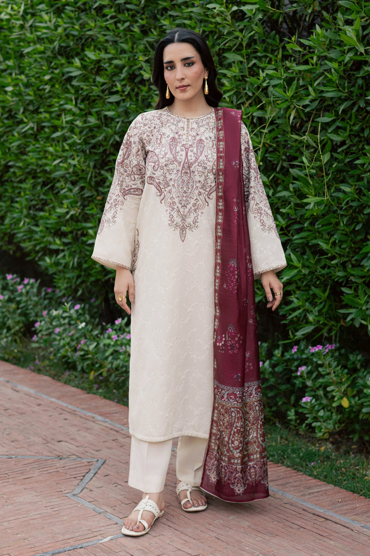 Jeremy 3Pc - Embroidered Khaddar Pret PRETKHADDAR2026  BATIK   XS / Pearl white / Khaddar