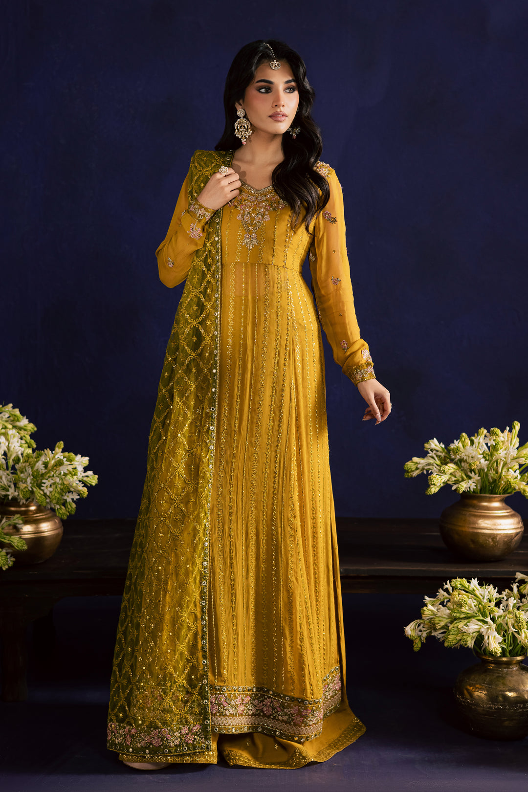  Jewel Sage 3Pc - Wedding Formal Dress BATIKSTUDIO2025  BATIK   S / Mustard / Chiffon-M / Mustard / Chiffon-L / Mustard / Chiffon