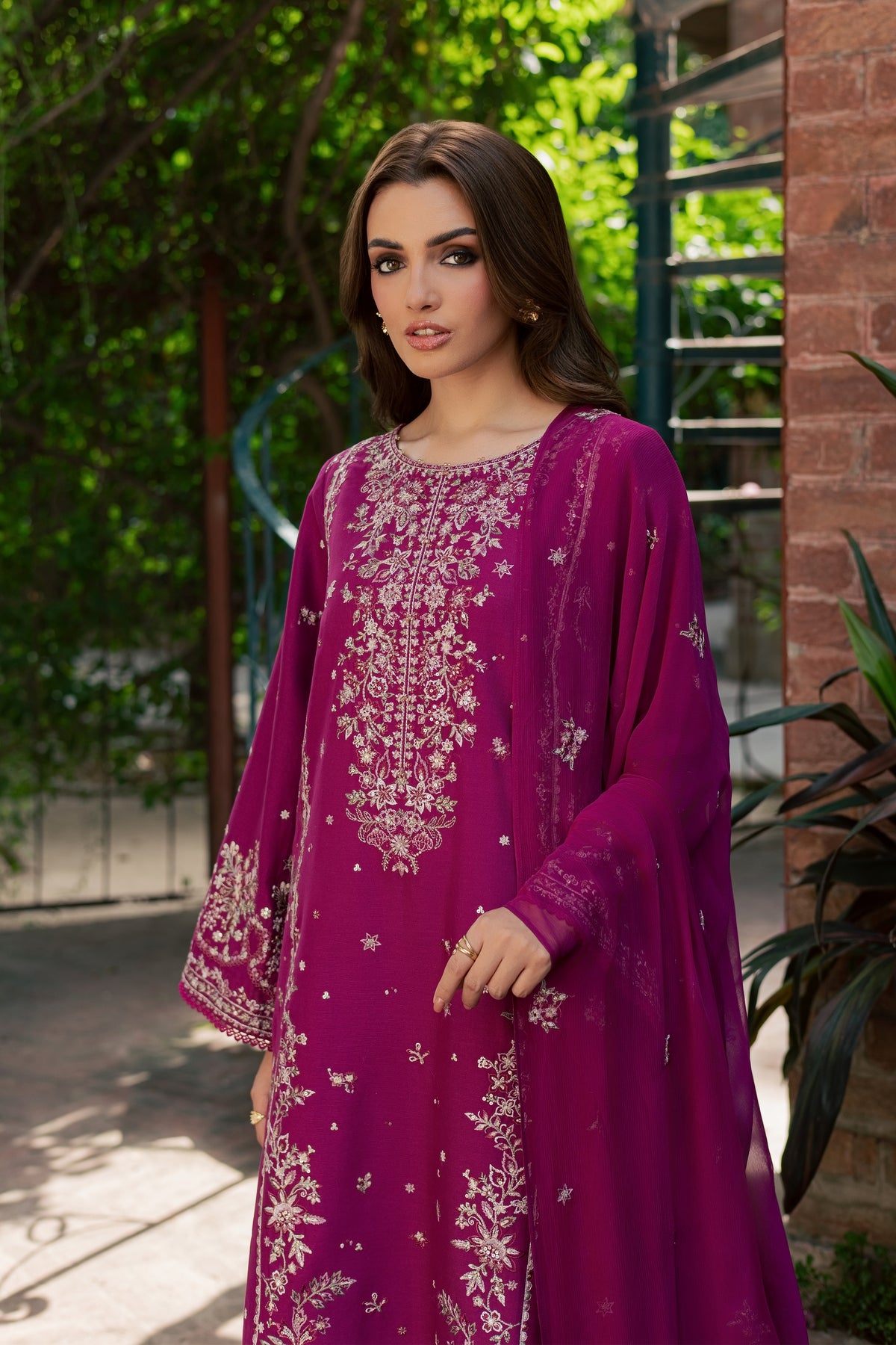 Jim 3Pc - Embroidered Khaddar Pret PRETKHADDAR2026  BATIK   XS / Magenta Purple / Khaddar
