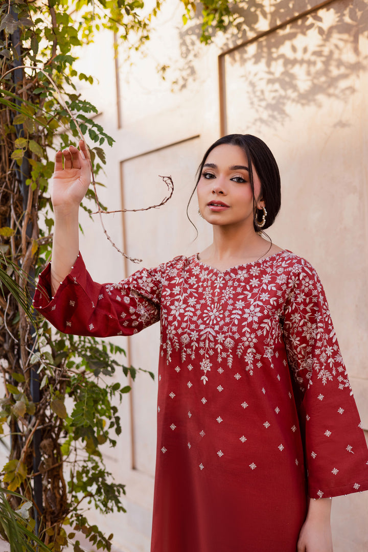  Jonem 2Pc - Embroidered Khaddar Dress BATIK WINTER PRET 2025  BATIK   XS / Rust / Khaddar-S / Rust / Khaddar-M / Rust / Khaddar-L / Rust / Khaddar-XL / Rust / Khaddar