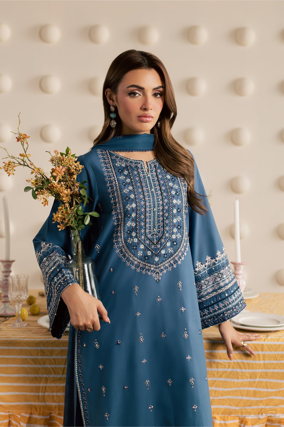 Kais 3Pc - Embroidered Cambric Pret PRETAW2026  BATIK   XS / Blue Ashes / Cambric