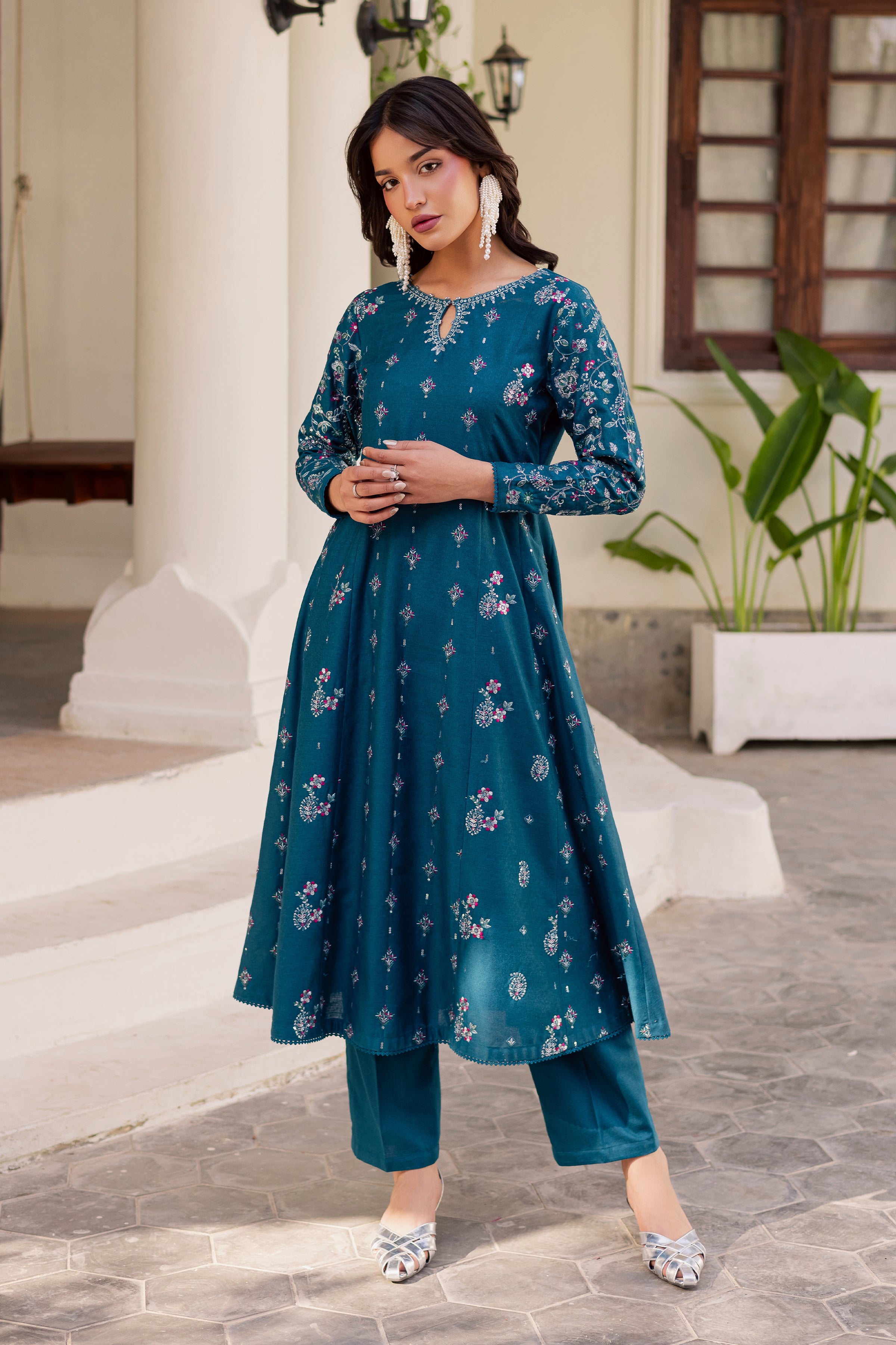  Karen 2Pc - Embroidered Karandi Dress BATIK WINTER PRET 2025  BATIK   XS / Ocean Green / Karandi-S / Ocean Green / Karandi-M / Ocean Green / Karandi-L / Ocean Green / Karandi-XL / Ocean Green / Karandi