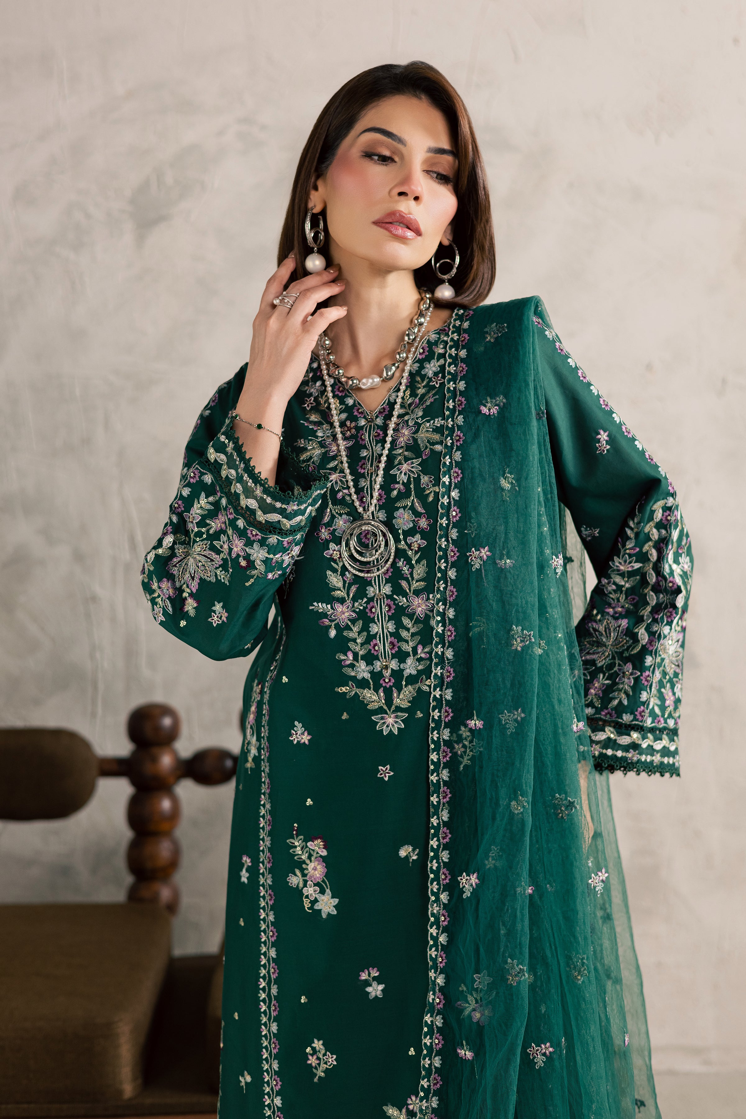  Kayana 3Pc - Festive Embroidered Lawn BATIKEID2026  BATIK   XS / Perzik Green / Pima Lawn-S / Perzik Green / Pima Lawn-M / Perzik Green / Pima Lawn-L / Perzik Green / Pima Lawn-XL / Perzik Green / Pima Lawn