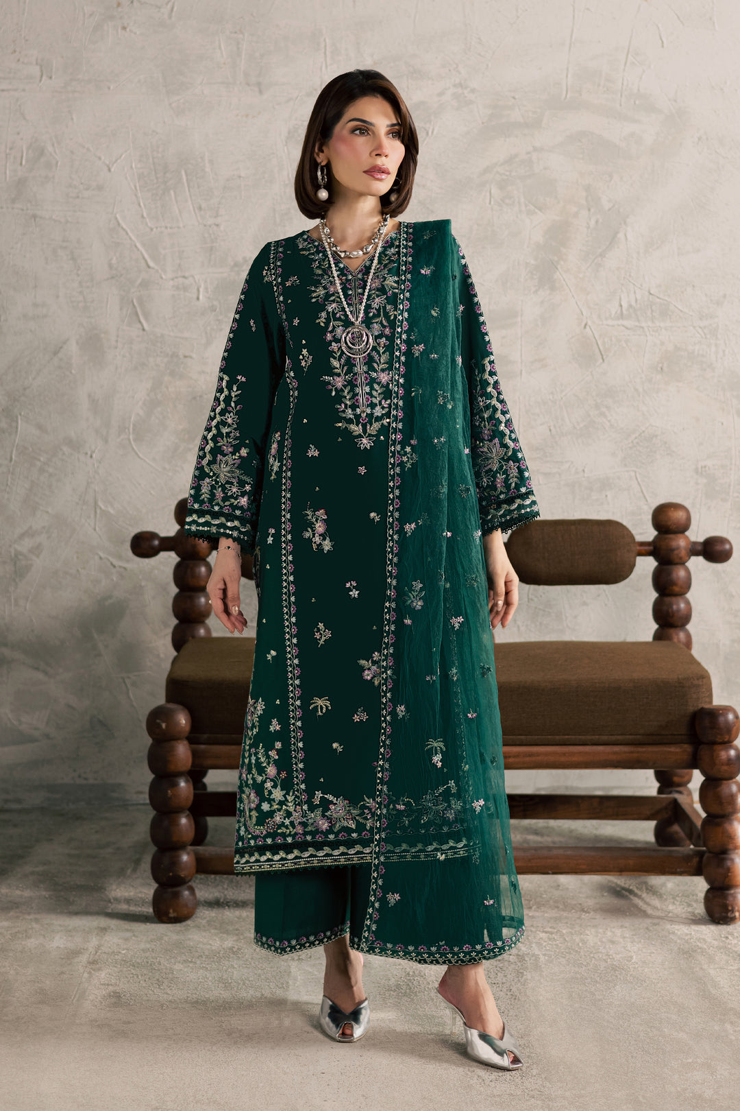  Kayana 3Pc - Festive Embroidered Lawn BATIKEID2026  BATIK   XS / Perzik Green / Pima Lawn-S / Perzik Green / Pima Lawn-M / Perzik Green / Pima Lawn-L / Perzik Green / Pima Lawn-XL / Perzik Green / Pima Lawn