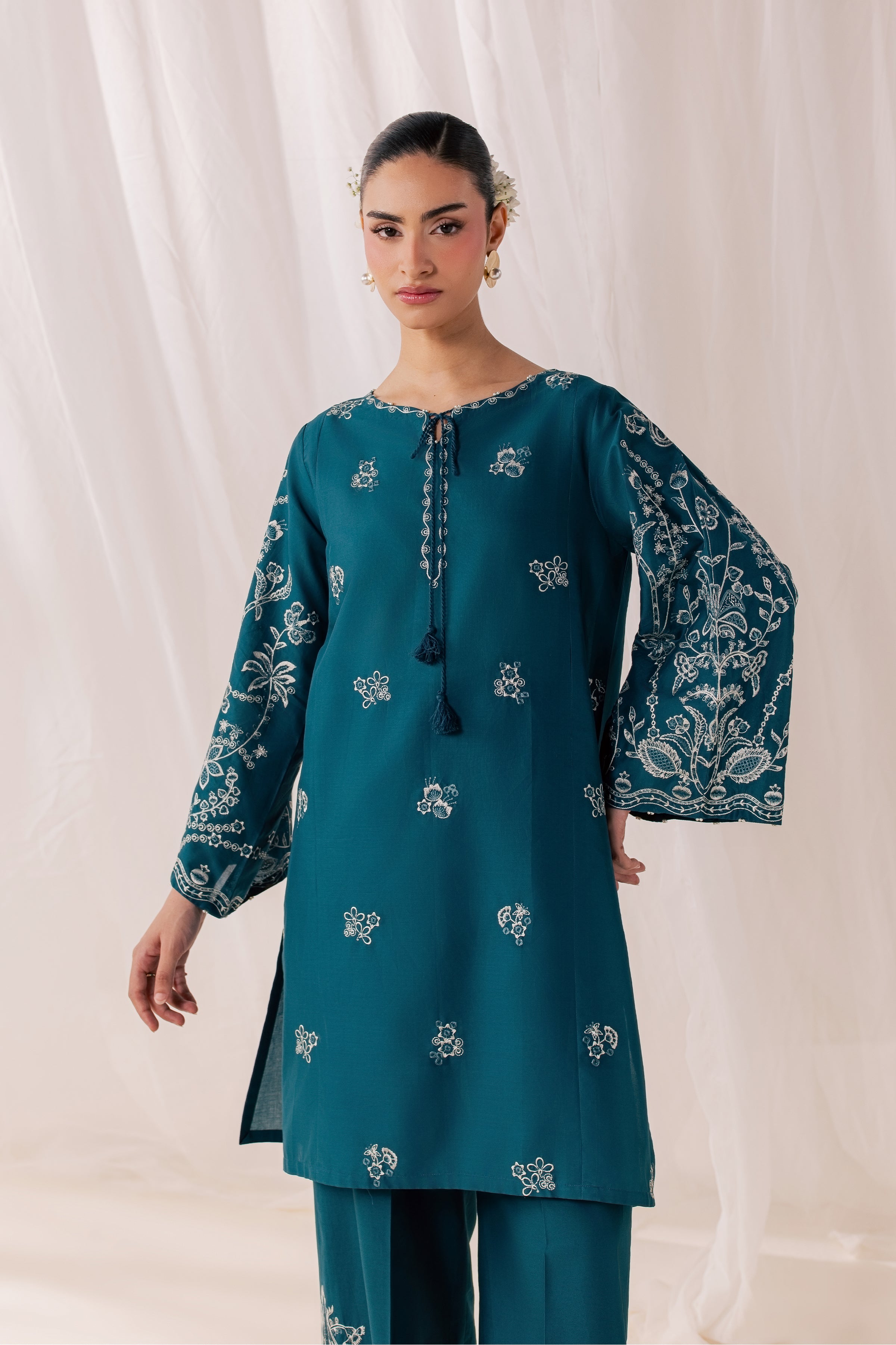 Korrigan 3Pc - Luxury Embroidered Lawn BATIKSS26  BATIK   XS / Zinc Blue / Pima Lawn