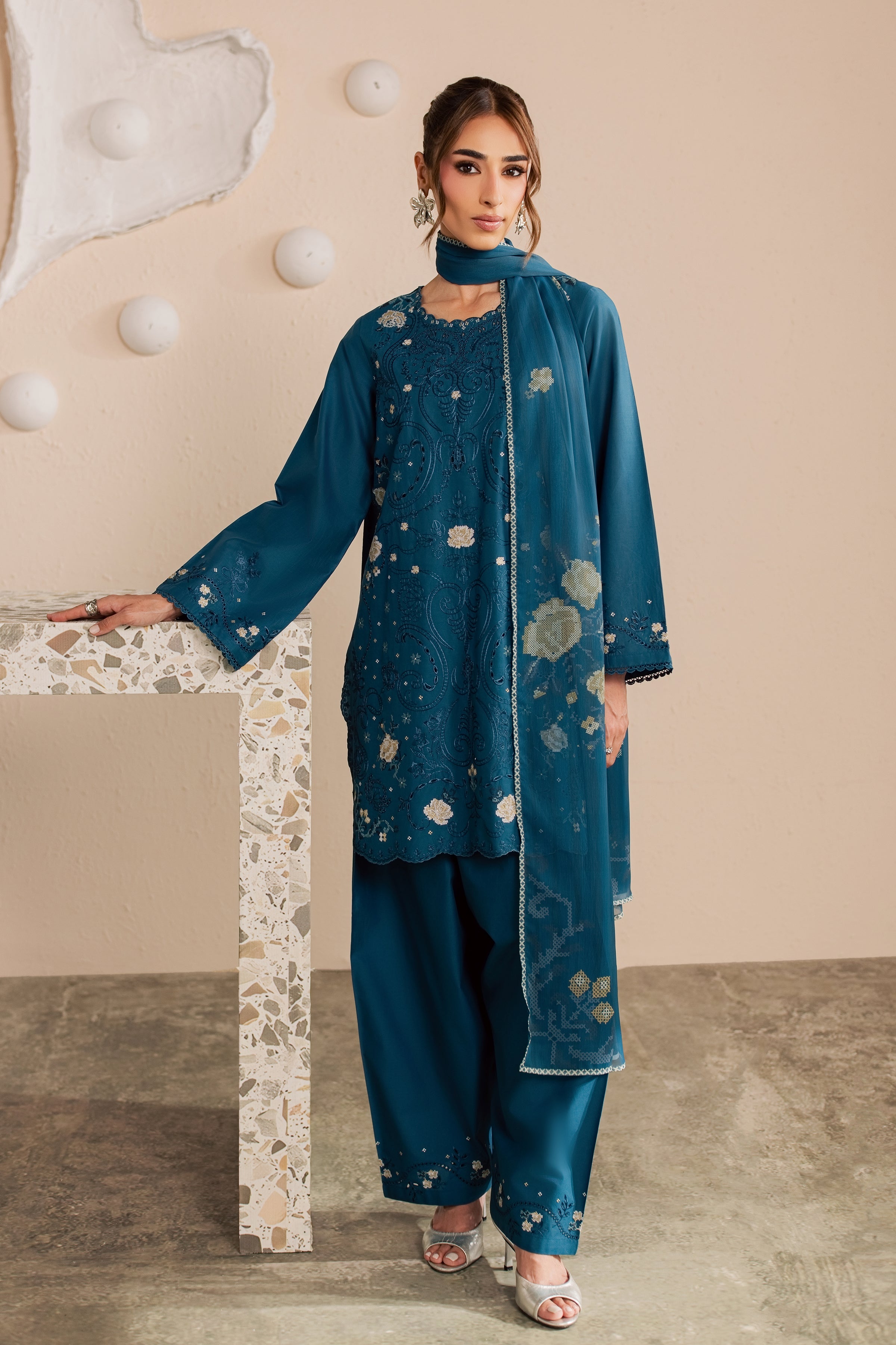  Krypt 3Pc - Embroidered Lawn Dress EverydayEdit26  BATIK   XS / Moroccan Blue / Pima Lawn-S / Moroccan Blue / Pima Lawn-M / Moroccan Blue / Pima Lawn-L / Moroccan Blue / Pima Lawn-XL / Moroccan Blue / Pima Lawn