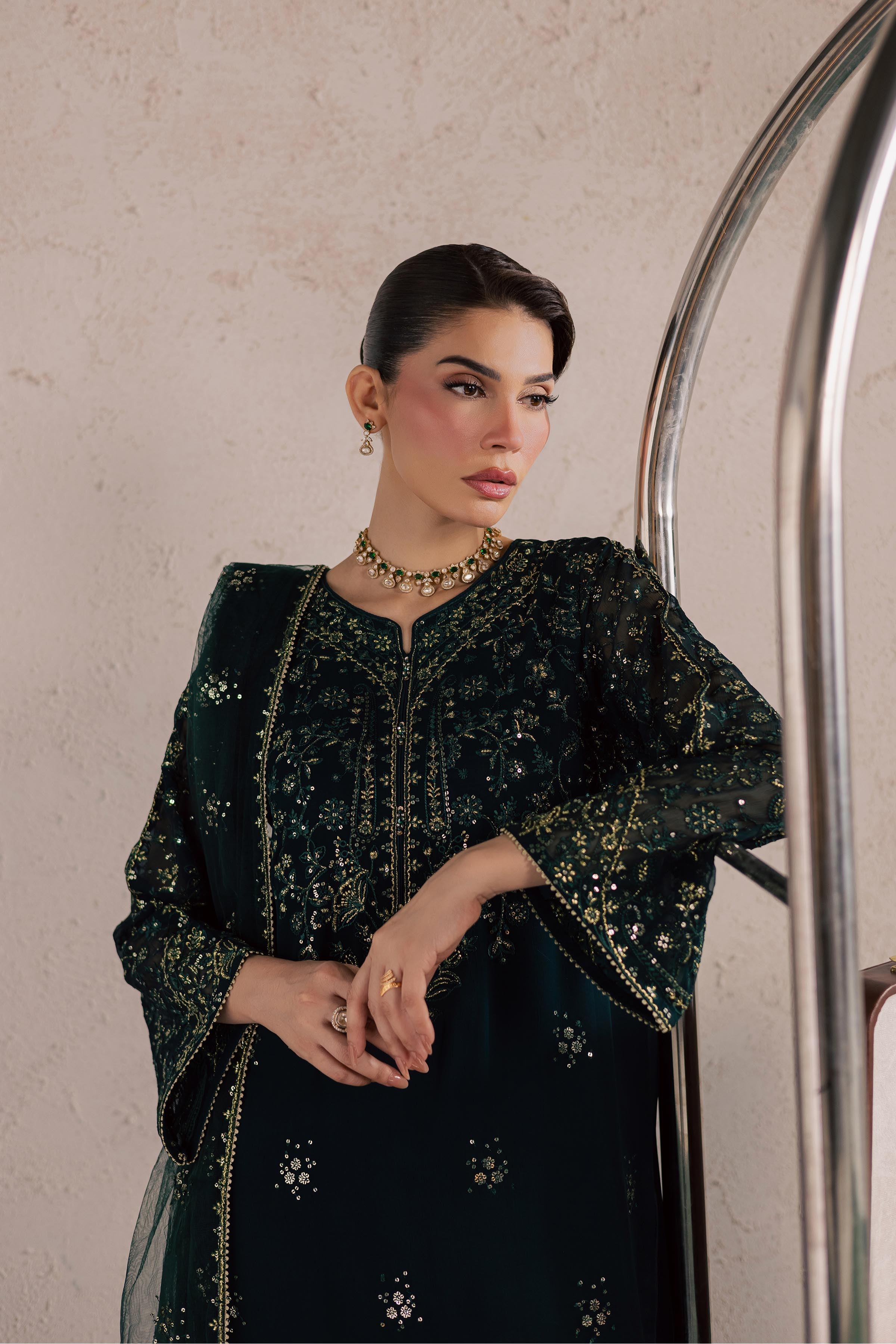  Kyra 3Pc - Festive Luxury Formal BATIKSS26  BATIK   S / Dark Green / Pima Lawn-M / Dark Green / Pima Lawn-L / Dark Green / Pima Lawn