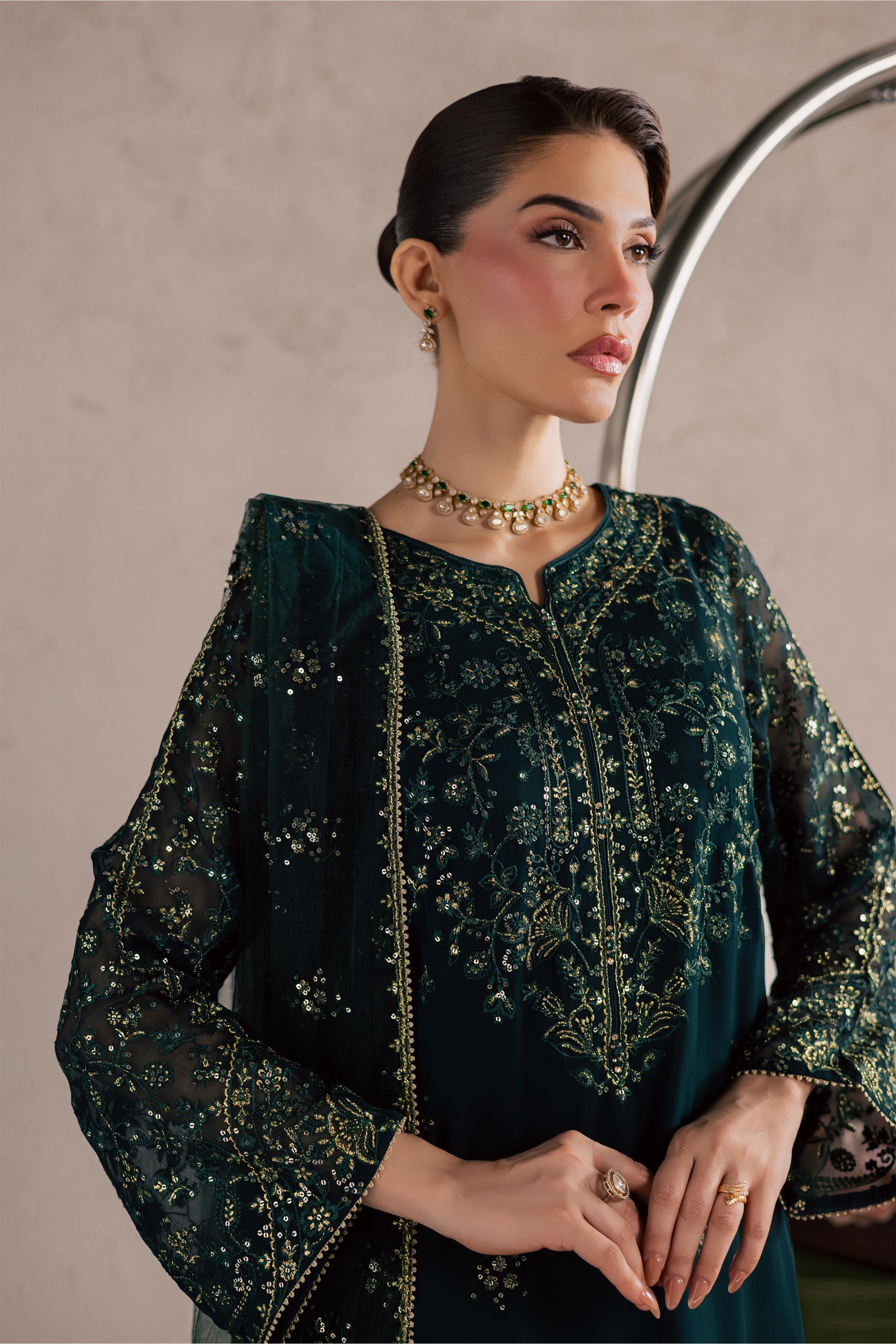  Kyra 3Pc - Festive Luxury Formal BATIKSS26  BATIK   S / Dark Green / Pima Lawn-M / Dark Green / Pima Lawn-L / Dark Green / Pima Lawn