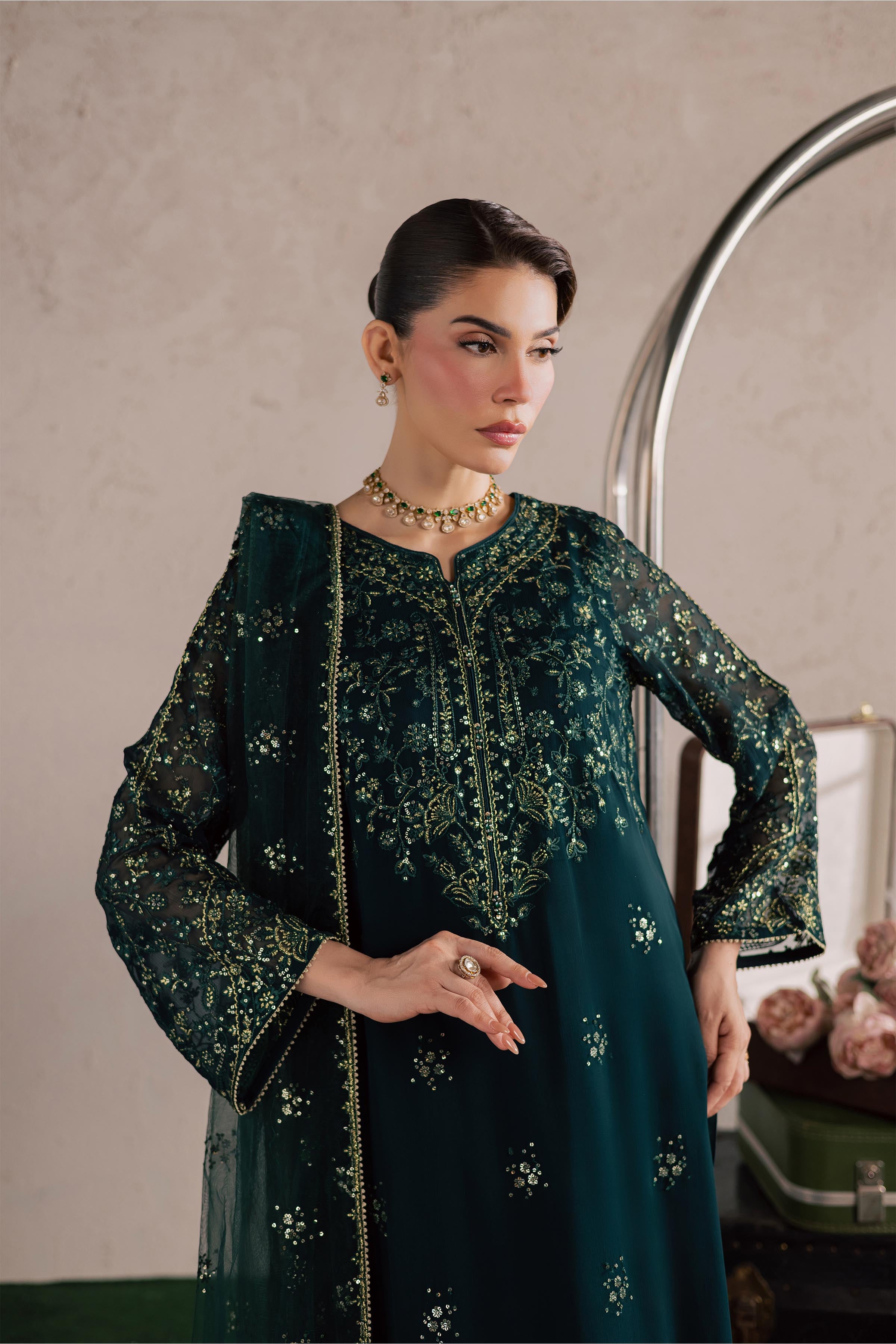  Kyra 3Pc - Festive Luxury Formal BATIKSS26  BATIK   S / Dark Green / Pima Lawn-M / Dark Green / Pima Lawn-L / Dark Green / Pima Lawn