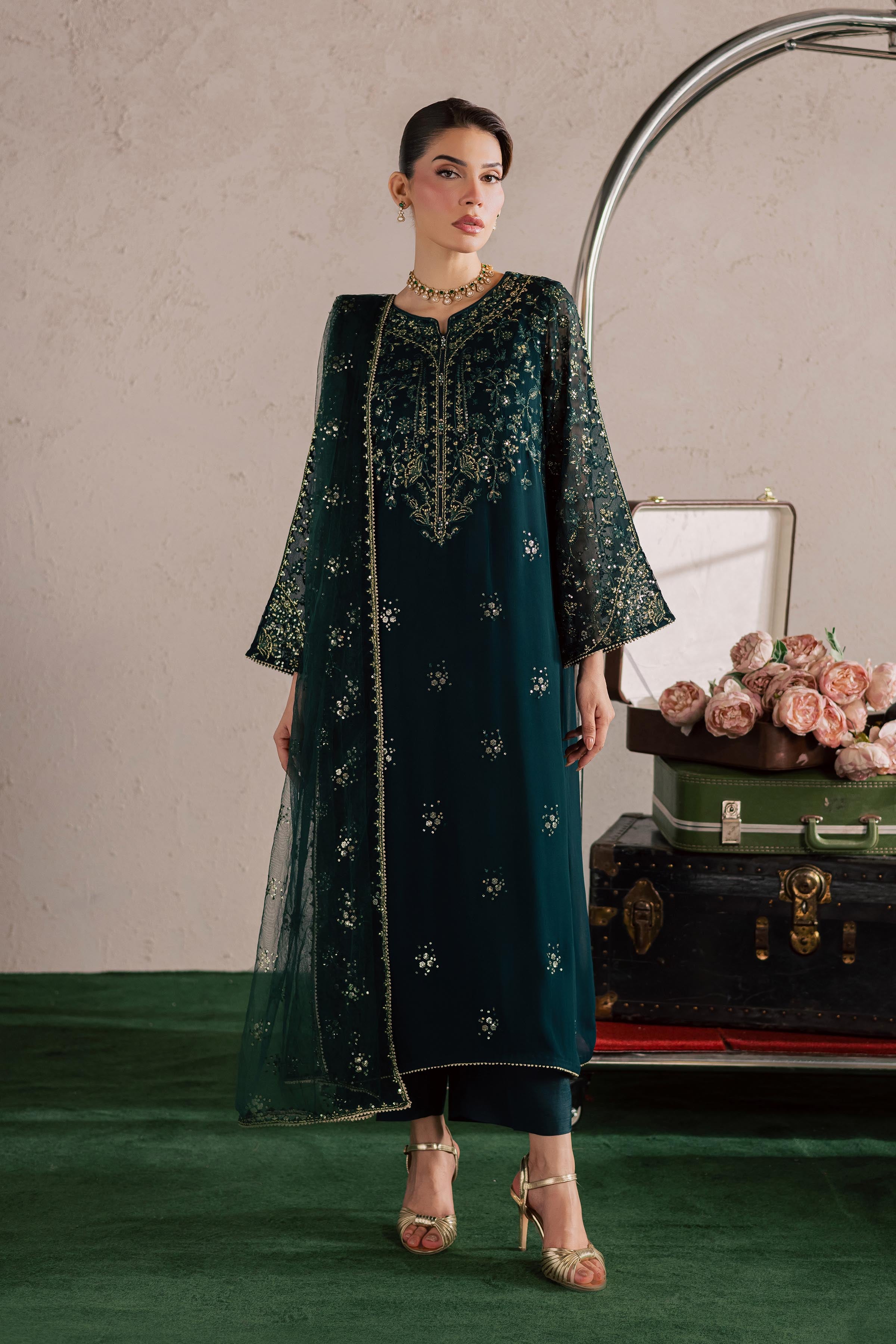  Kyra 3Pc - Festive Luxury Formal BATIKSS26  BATIK   S / Dark Green / Pima Lawn-M / Dark Green / Pima Lawn-L / Dark Green / Pima Lawn