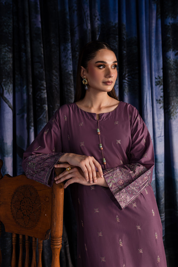 Lavender Daisy 2Pc - Embroidered Lawn Dress - BATIK