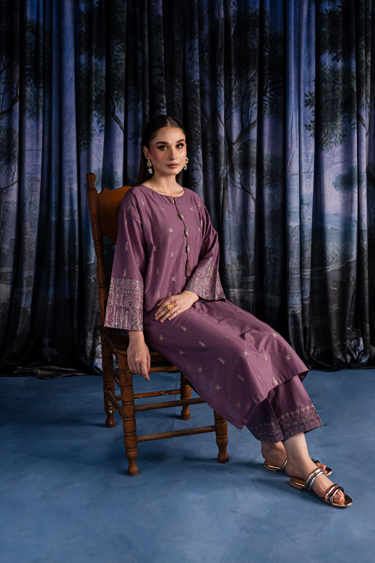 Lavender Daisy 2Pc - Embroidered Lawn Dress - BATIK