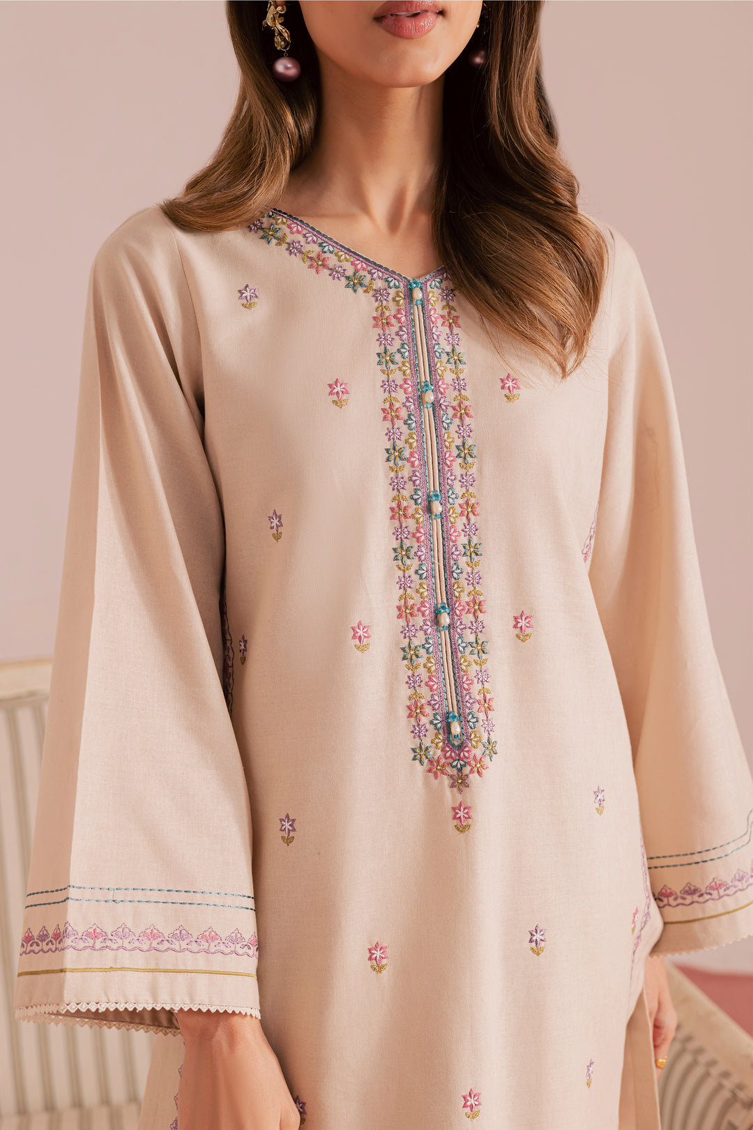  Lacey 2Pc - Embroidered Khaddar Dress BATIK WINTER PRET 2025  BATIK   XS / Ivory / Khaddar-S / Ivory / Khaddar-M / Ivory / Khaddar-L / Ivory / Khaddar-XL / Ivory / Khaddar