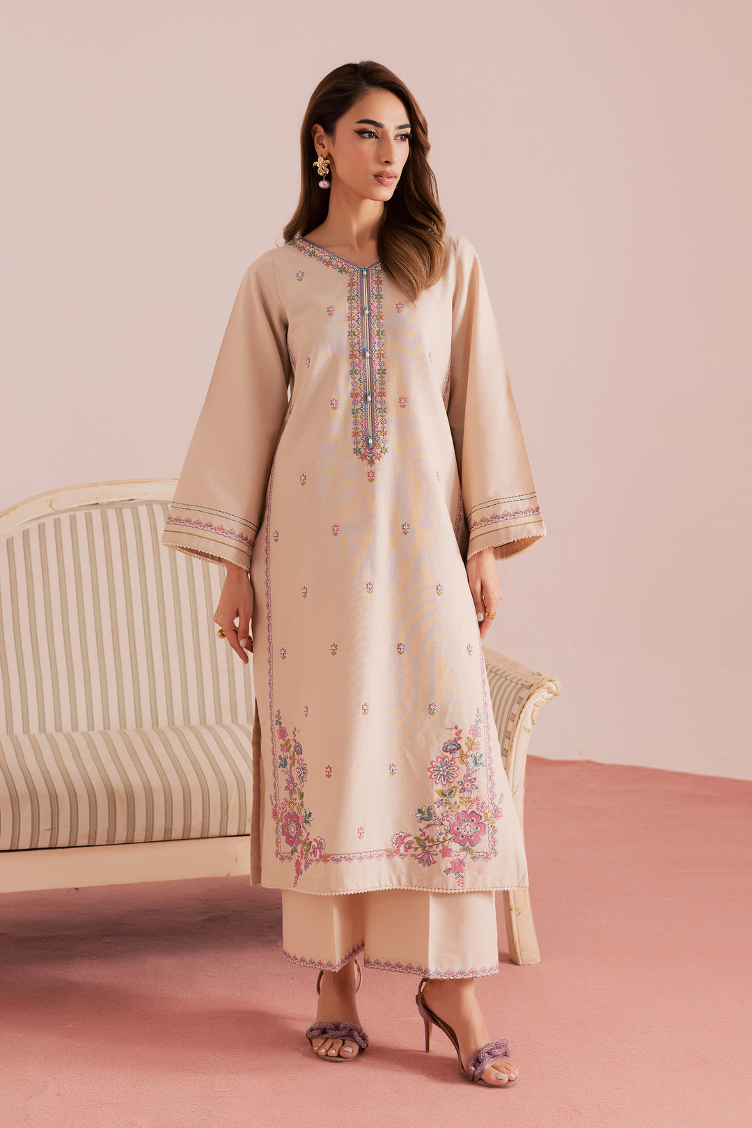  Lacey 2Pc - Embroidered Khaddar Dress BATIK WINTER PRET 2025  BATIK   XS / Ivory / Khaddar-S / Ivory / Khaddar-M / Ivory / Khaddar-L / Ivory / Khaddar-XL / Ivory / Khaddar