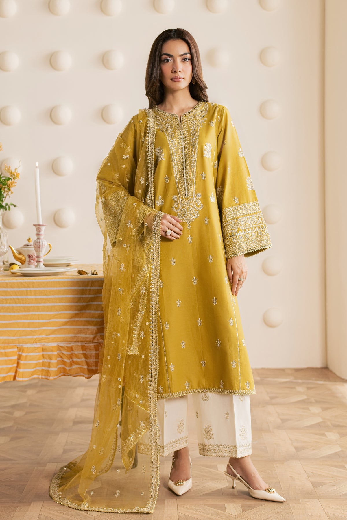 Laiya 3Pc - Embroidered Cambric Pret PRETAW2026  BATIK   XS / Lime / Cambric