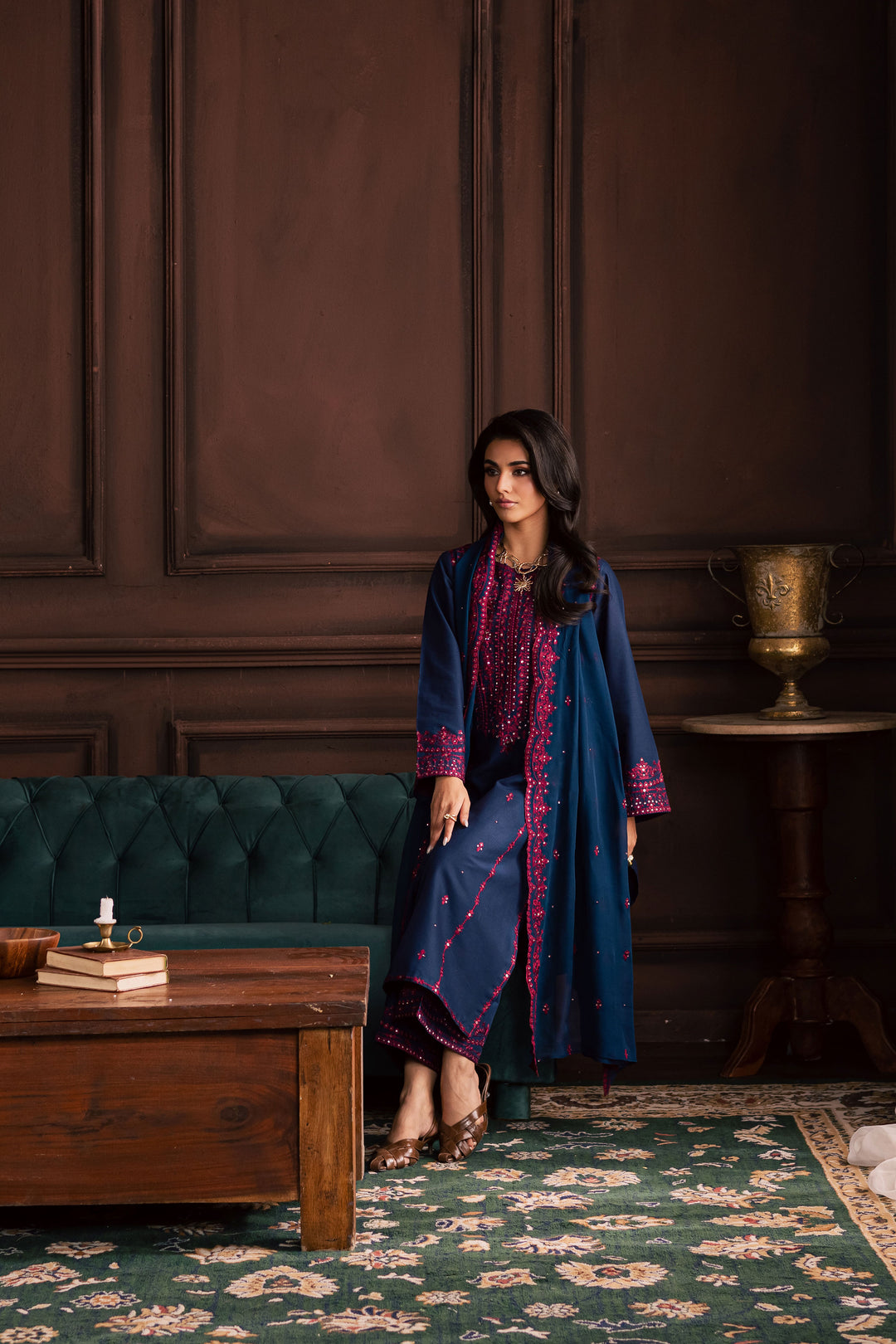 Lamia 3Pc - Embroidered Khaddar Dress