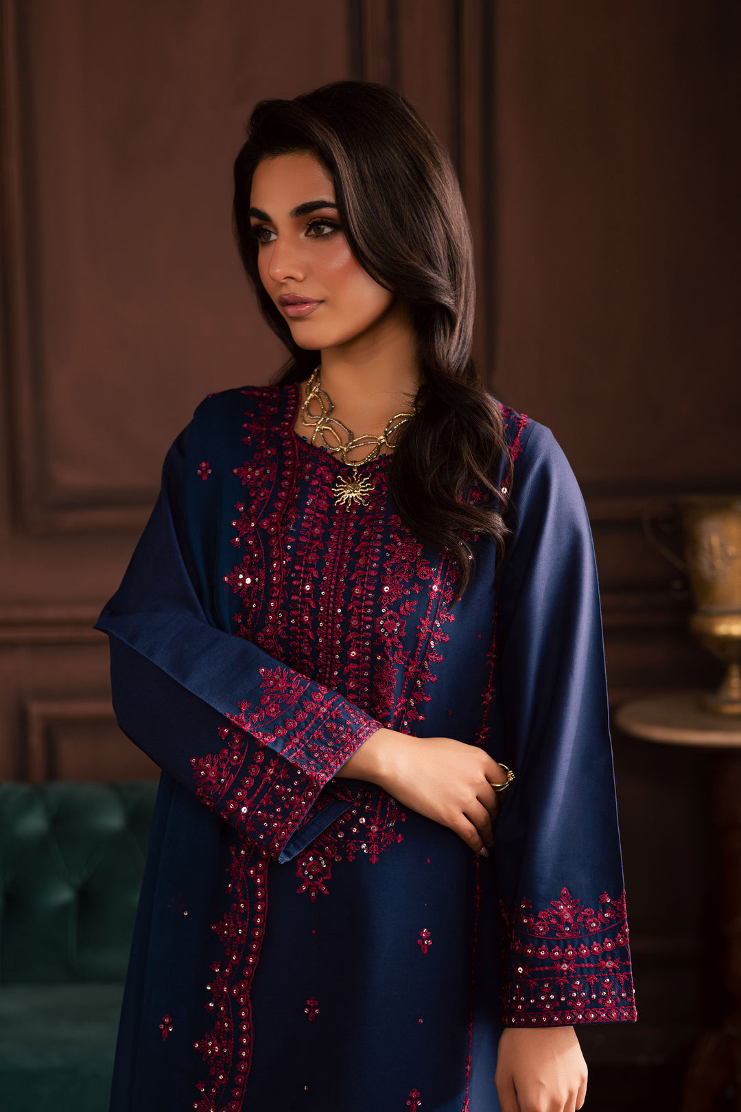 Lamia 3Pc - Embroidered Khaddar Dress