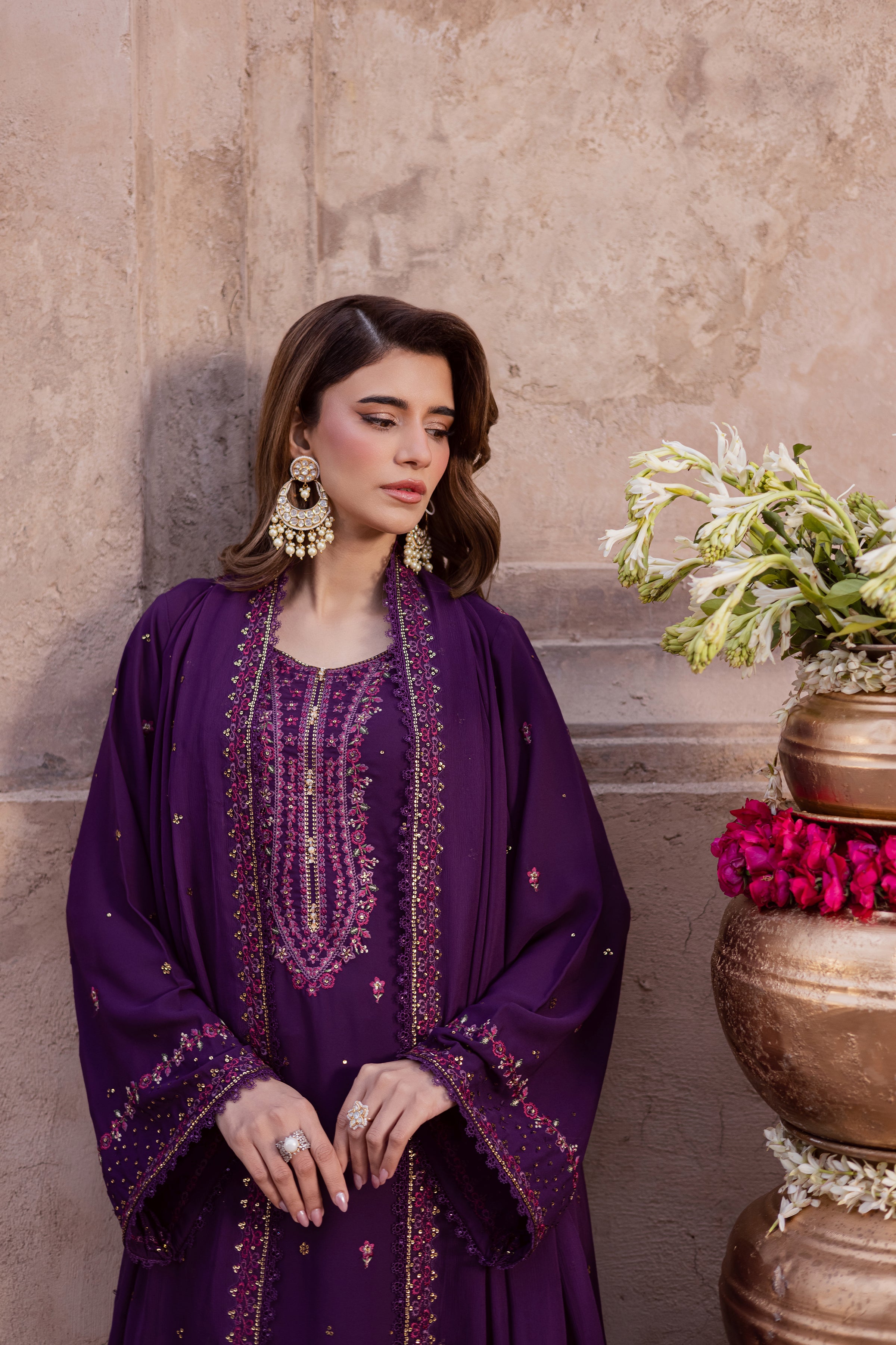  Leaam 3Pc - Festive Luxe Pret BATIKSTUDIO2025  BATIK   S / Deep Purple / Georgette-M / Deep Purple / Georgette-L / Deep Purple / Georgette