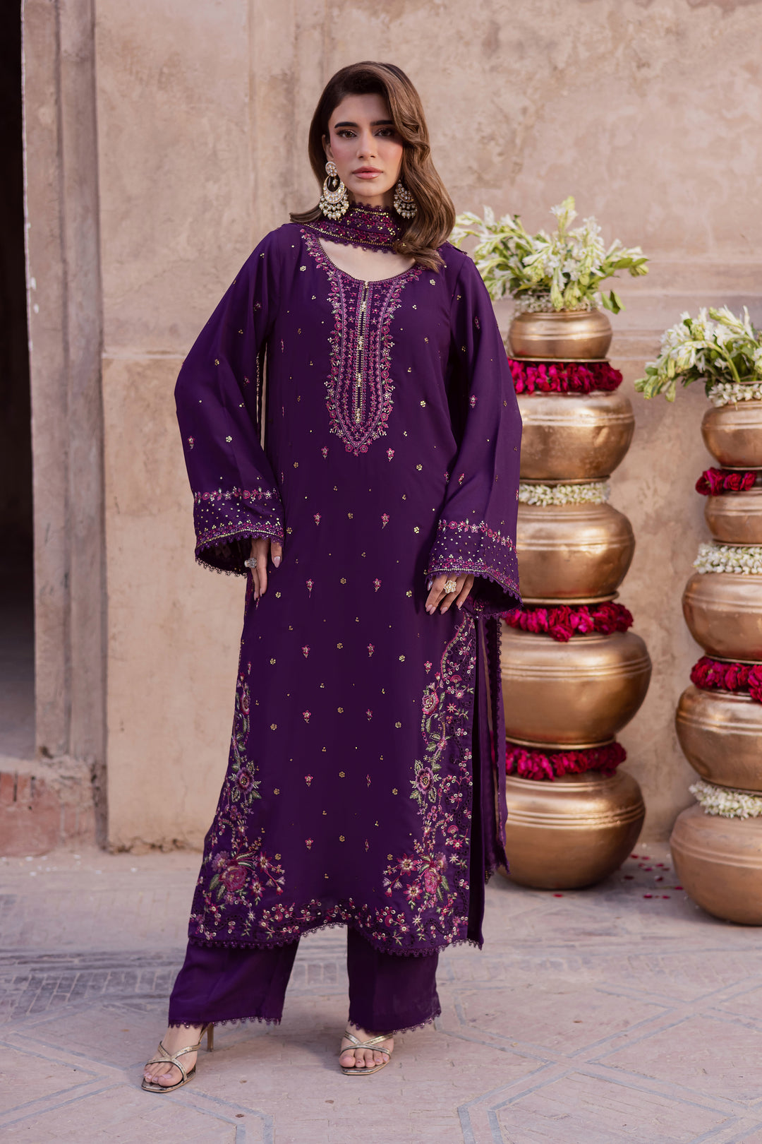  Leaam 3Pc - Festive Luxe Pret BATIKSTUDIO2025  BATIK   S / Deep Purple / Georgette-M / Deep Purple / Georgette-L / Deep Purple / Georgette