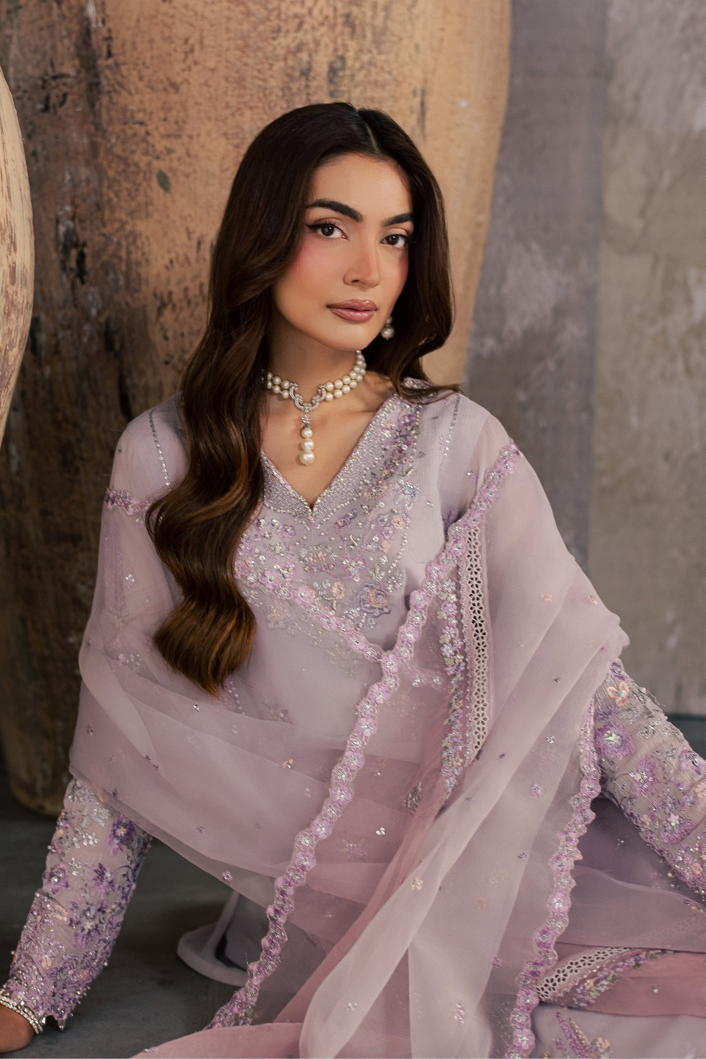  Leeah 3Pc - Festive Luxe Pret BATIKSTUDIO2026  BATIK   S / Lilac / Crinkle-M / Lilac / Crinkle-L / Lilac / Crinkle