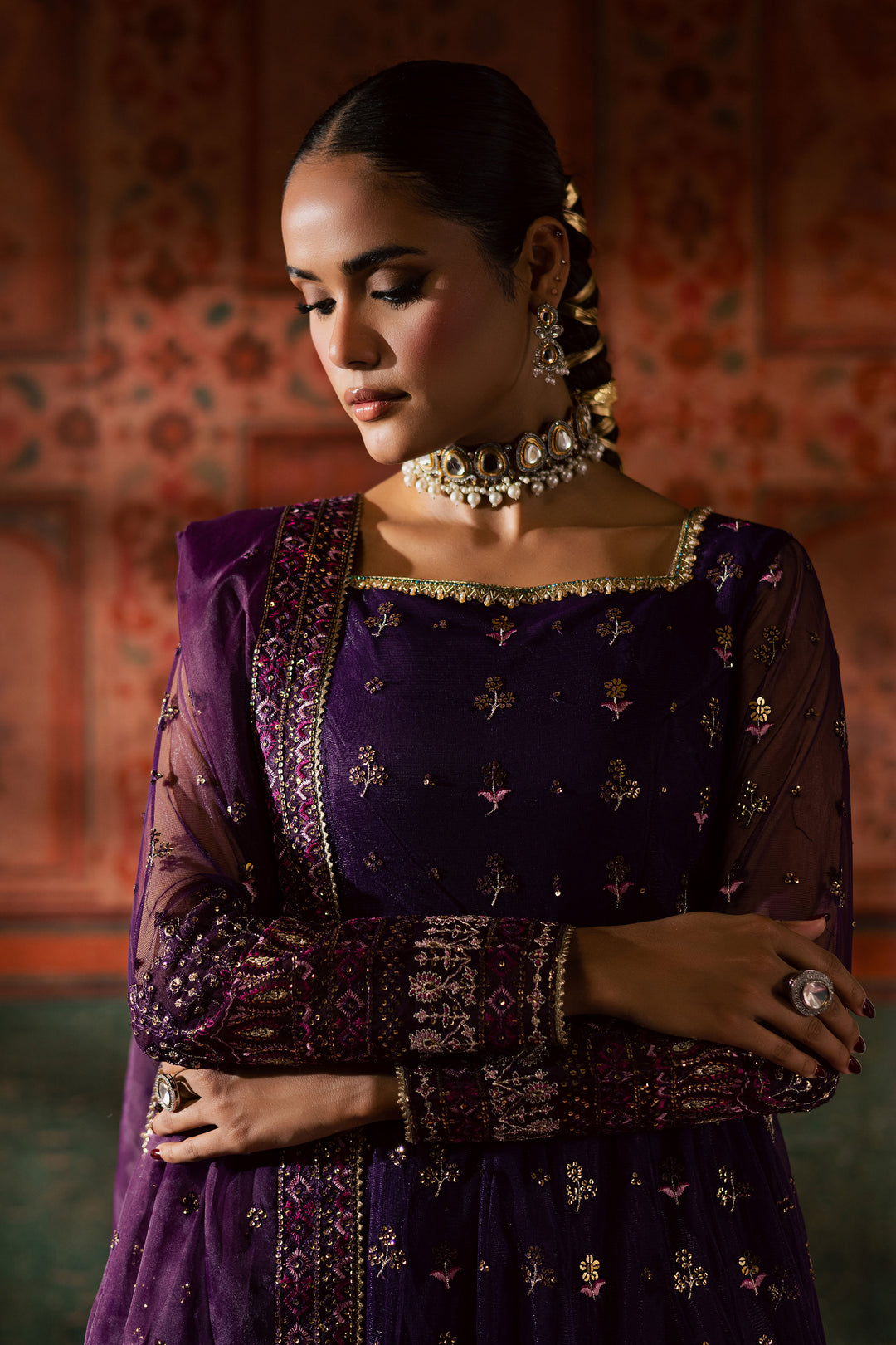  Leya 3Pc - Luxury Wedding Frock BATIKLuxePRET2025  BATIK   S / Plum / Raw Silk & Net-M / Plum / Raw Silk & Net-L / Plum / Raw Silk & Net