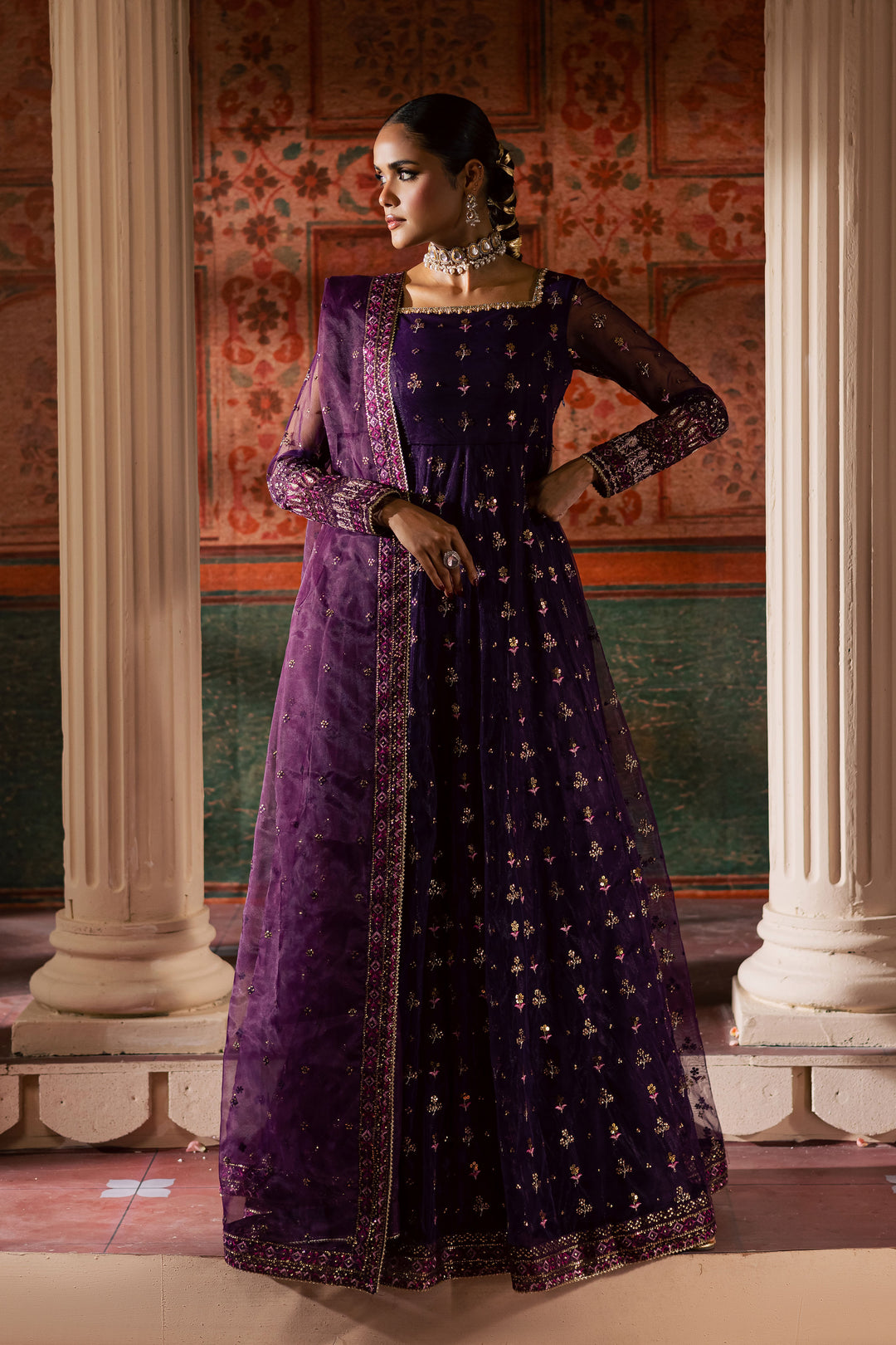  Leya 3Pc - Luxury Wedding Frock BATIKLuxePRET2025  BATIK   S / Plum / Raw Silk & Net-M / Plum / Raw Silk & Net-L / Plum / Raw Silk & Net
