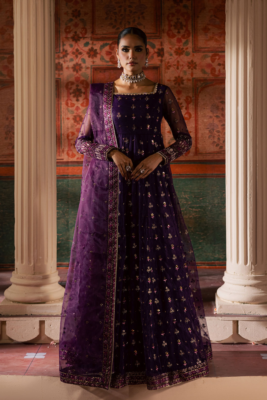  Leya 3Pc - Luxury Wedding Frock BATIKLuxePRET2025  BATIK   S / Plum / Raw Silk & Net-M / Plum / Raw Silk & Net-L / Plum / Raw Silk & Net