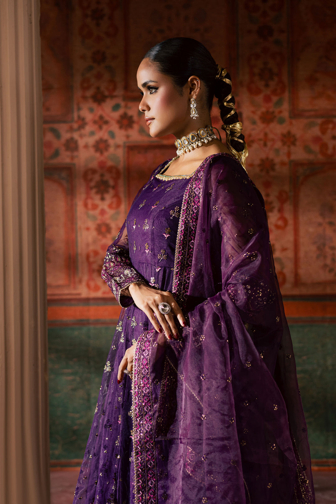  Leya 3Pc - Luxury Wedding Frock BATIKLuxePRET2025  BATIK   S / Plum / Raw Silk & Net-M / Plum / Raw Silk & Net-L / Plum / Raw Silk & Net