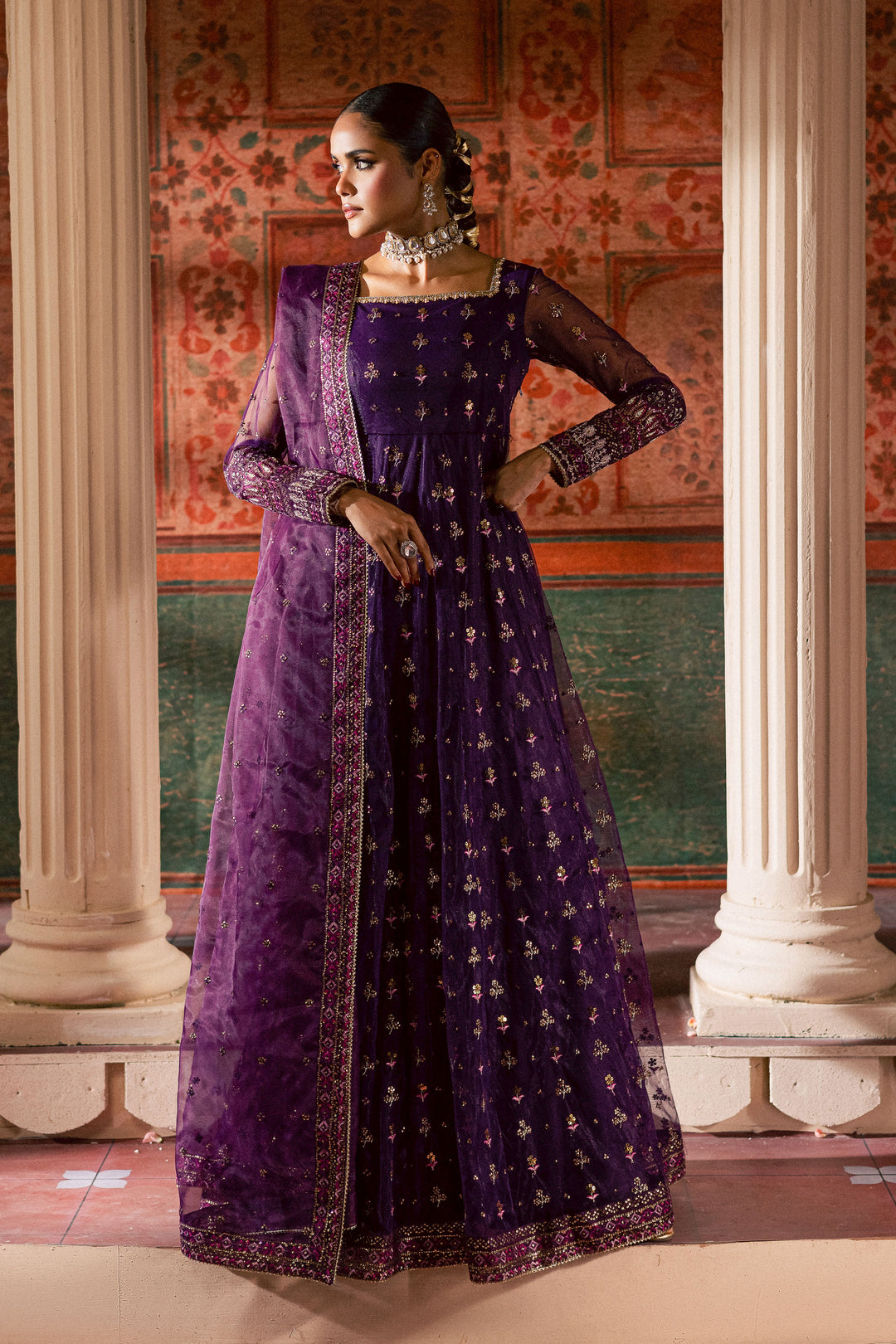  Leya 3Pc - Luxury Wedding Frock BATIKLuxePRET2025  BATIK   S / Plum / Raw Silk & Net-M / Plum / Raw Silk & Net-L / Plum / Raw Silk & Net