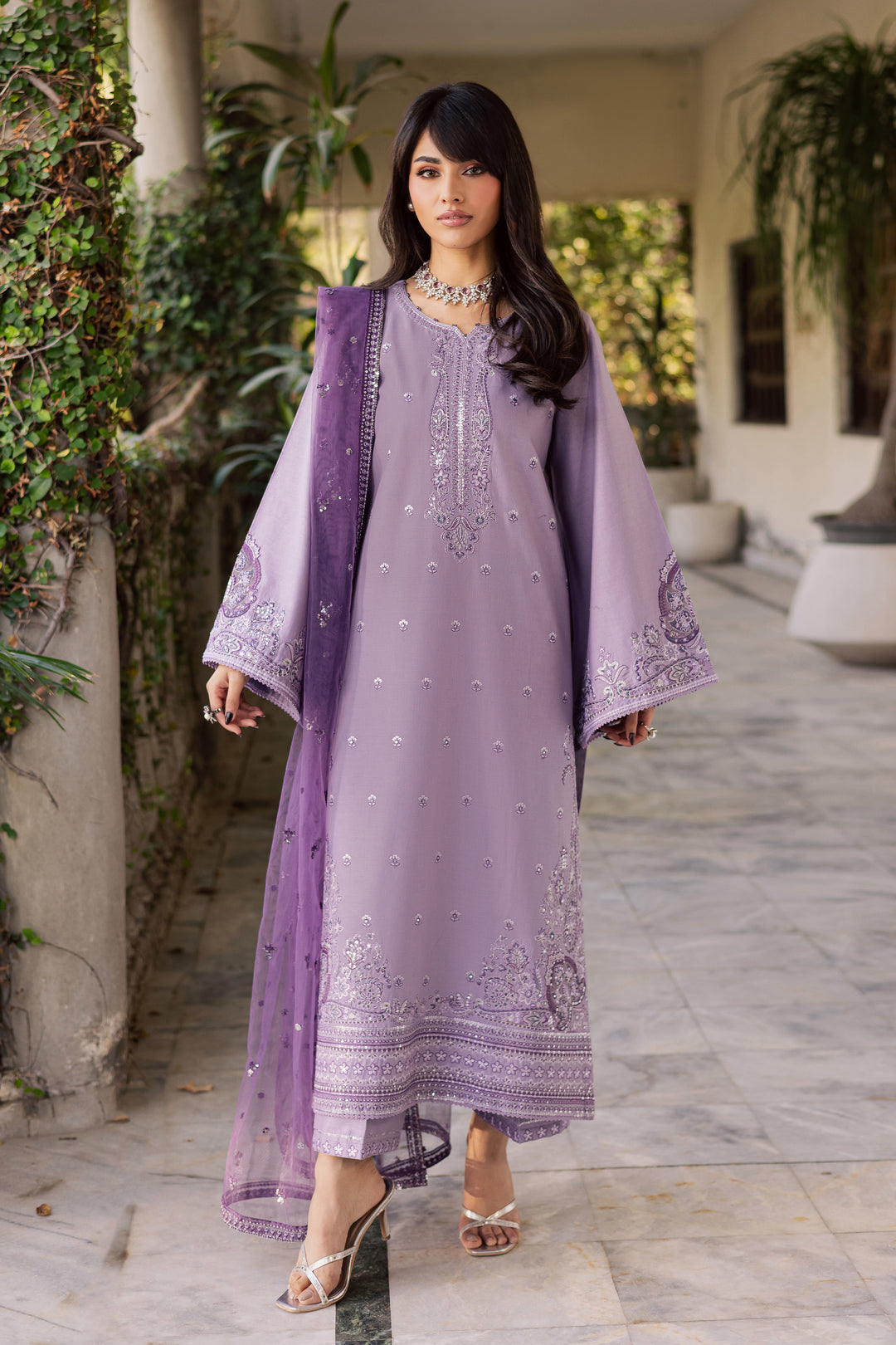  Lilac Hiba 3Pc - Embroidered Khaddar Dress BATIK WINTER PRET 2025  BATIK   XS / Lilac / Khaddar-S / Lilac / Khaddar-M / Lilac / Khaddar-L / Lilac / Khaddar-XL / Lilac / Khaddar