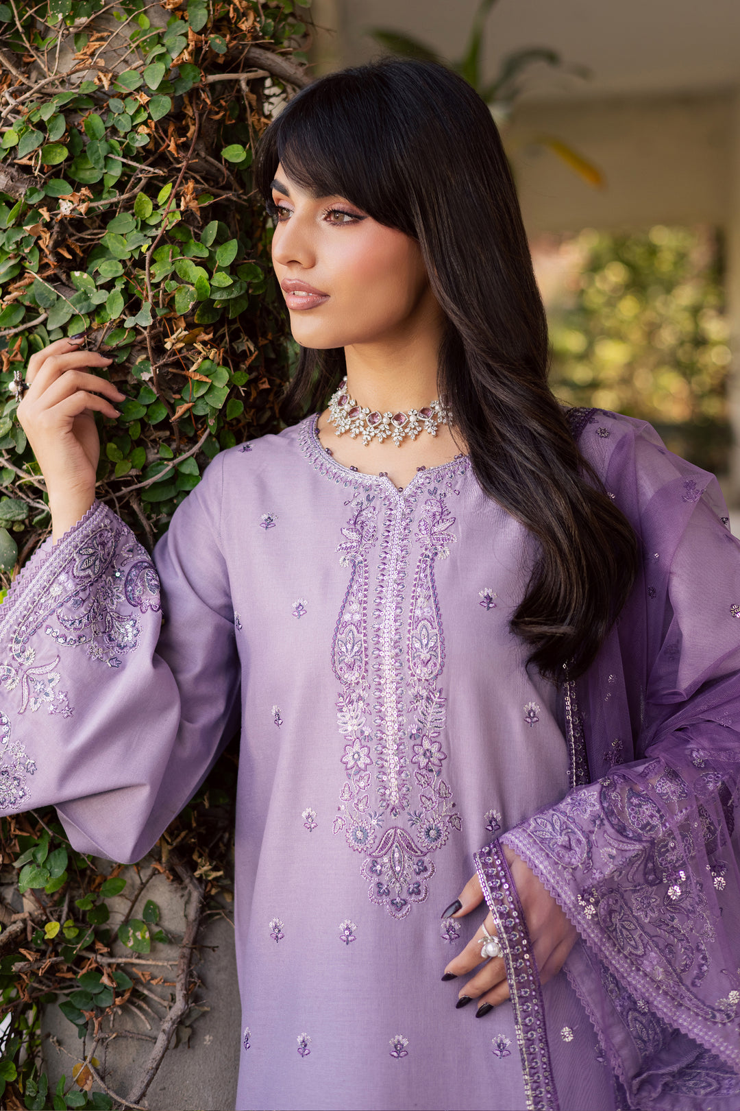  Lilac Hiba 3Pc - Embroidered Khaddar Dress BATIK WINTER PRET 2025  BATIK   XS / Lilac / Khaddar-S / Lilac / Khaddar-M / Lilac / Khaddar-L / Lilac / Khaddar-XL / Lilac / Khaddar